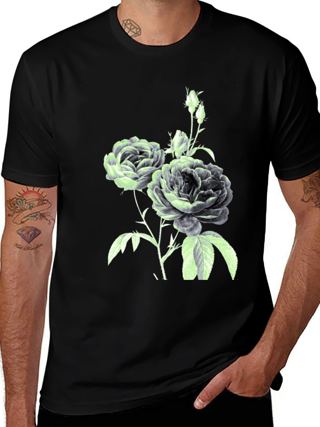 Variant 7 of Floral Graphic Black T-Shirt