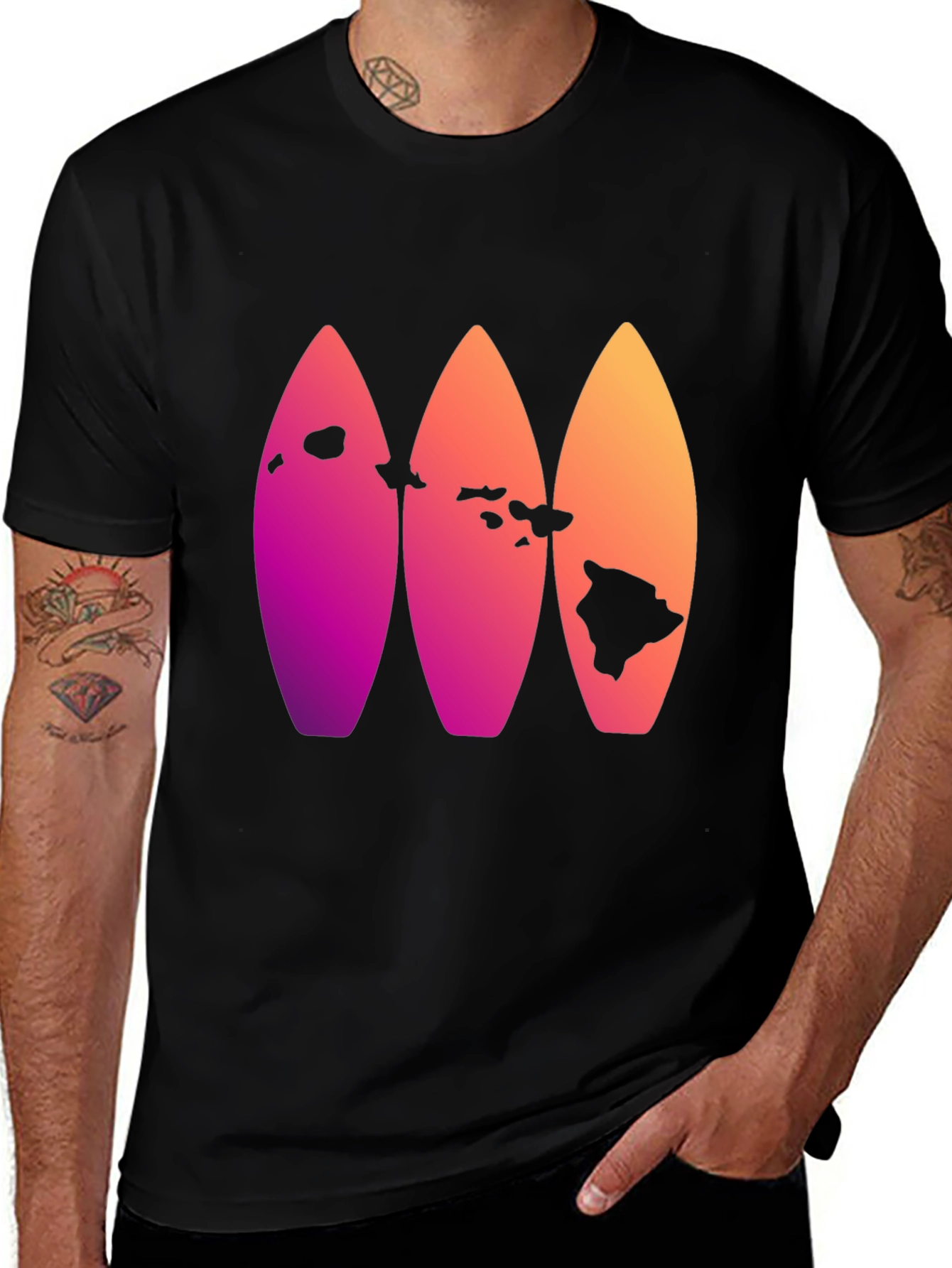 Variant 7 of Hawaii Surfboard T-Shirt - Island Vibes