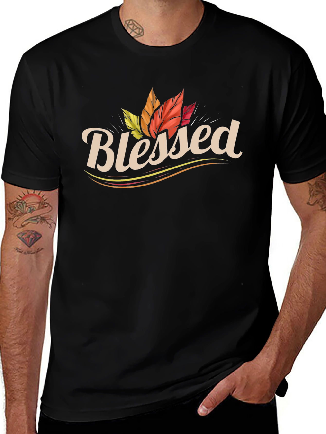 Variant 10 of Blessed Fall Leaves Graphic Tee