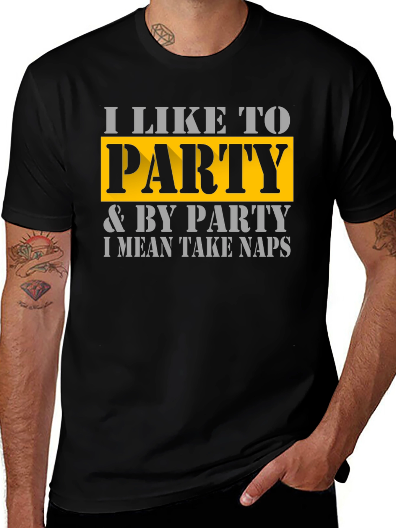 Black I Like to Party T-Shirt - Funny Nap Lover Tee main image