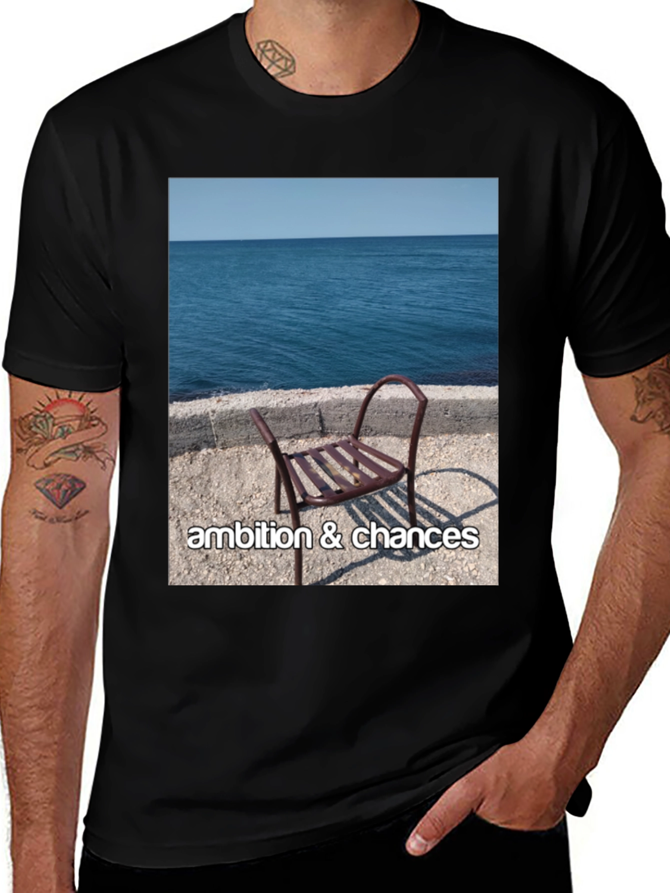 Black Ambition & Chances Beach Scene T-Shirt main image