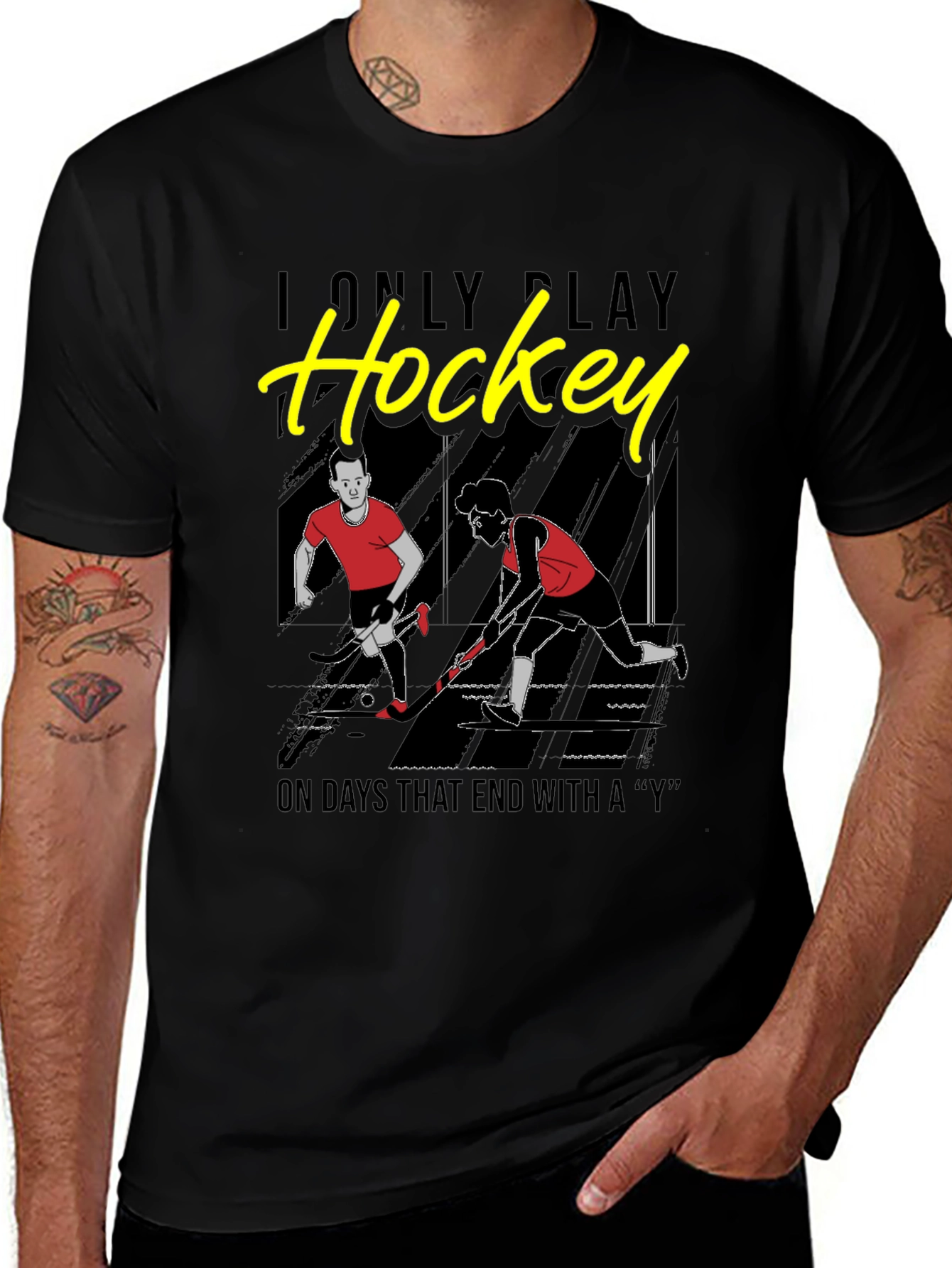 Variant 29 of Funny Hockey Player Graphic T-Shirt