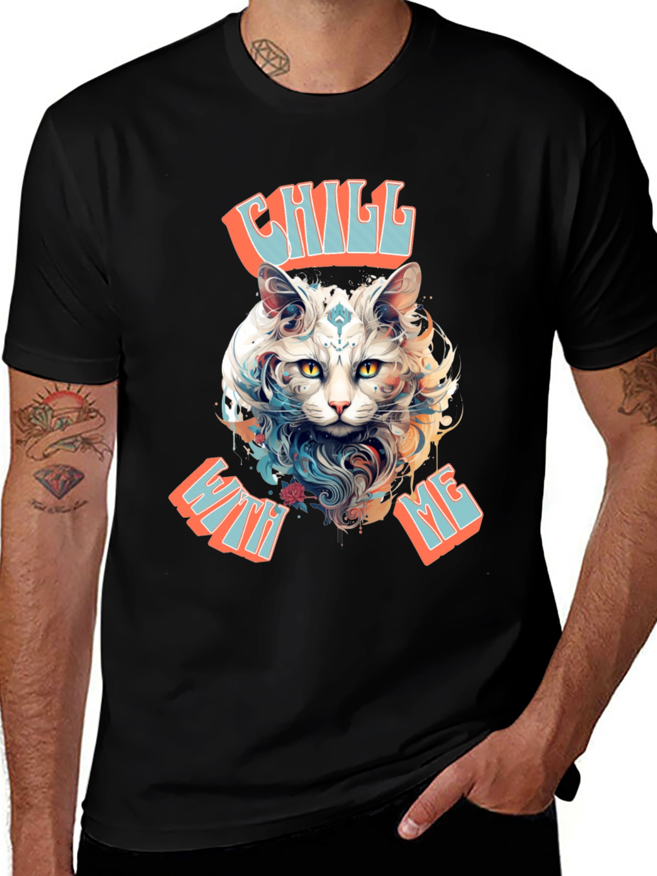 Variant 25 of Chill With Me Cat Graphic Tee