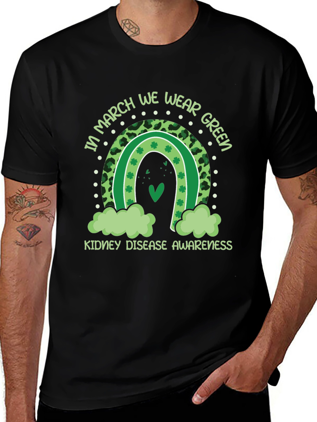 Kidney Disease Awareness Green Rainbow T-Shirt