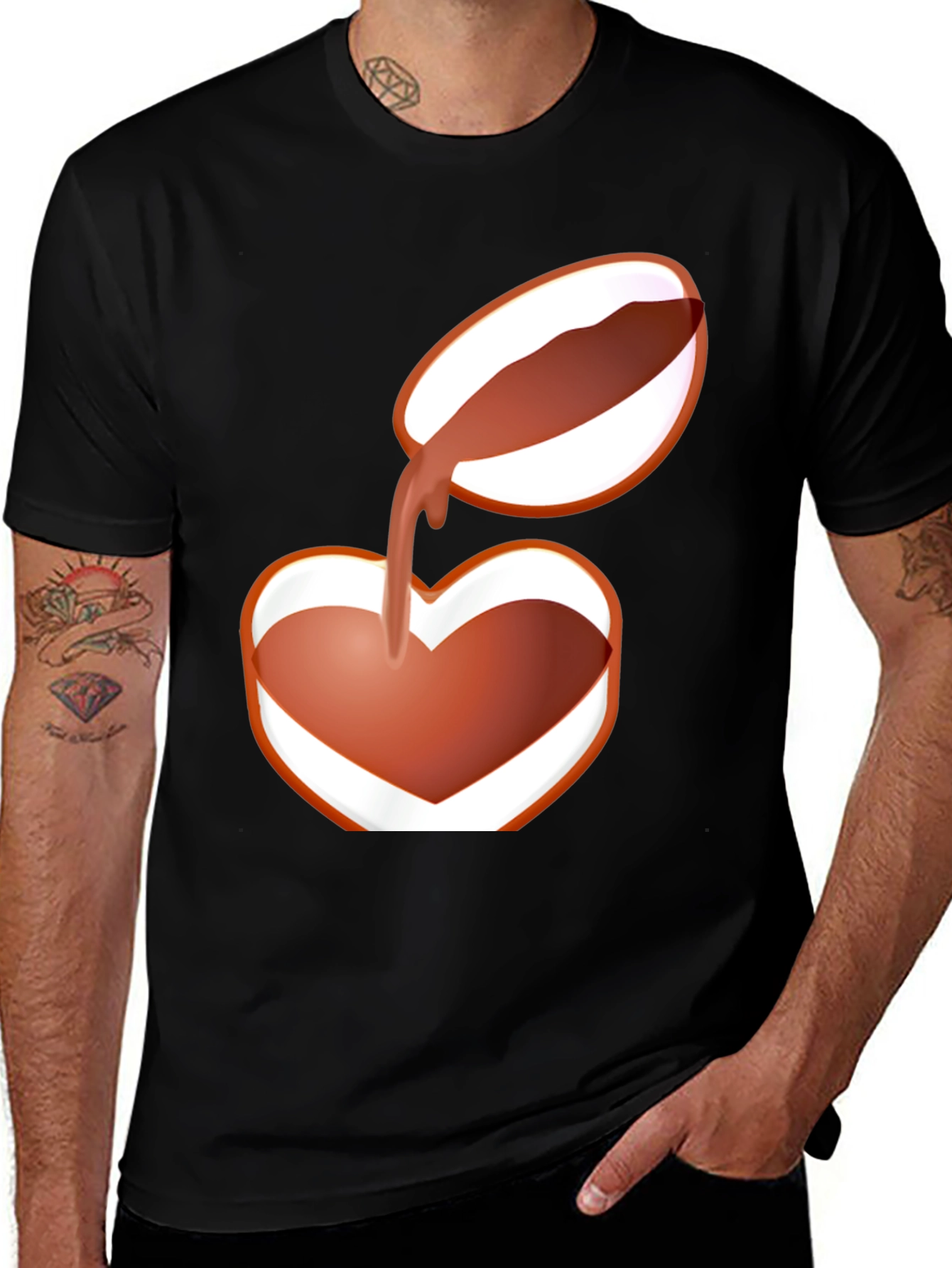 Variant 26 of Heart Coffee Pouring Black T-Shirt