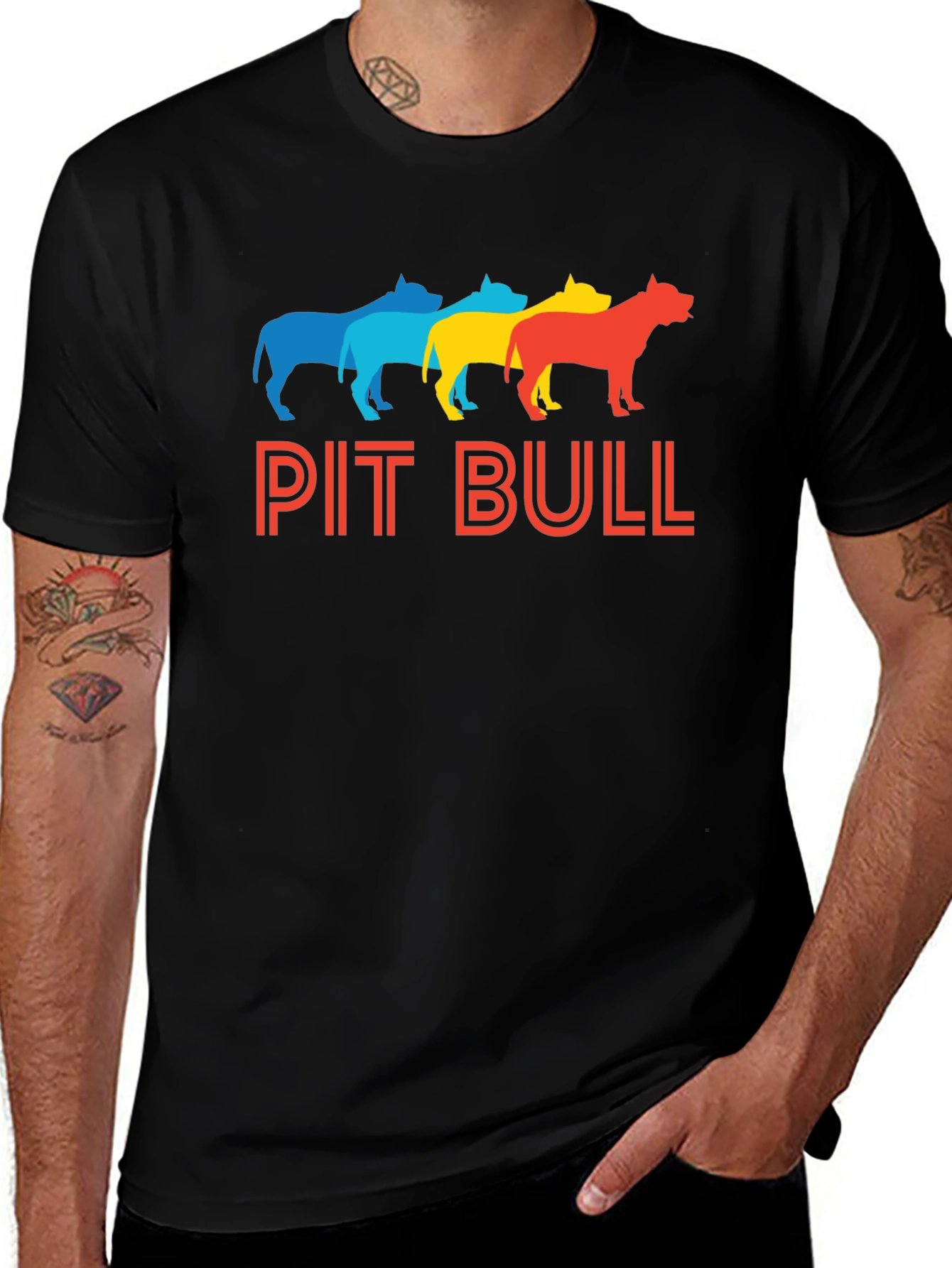 Variant 19 of Colorful Pit Bull Graphic Tee
