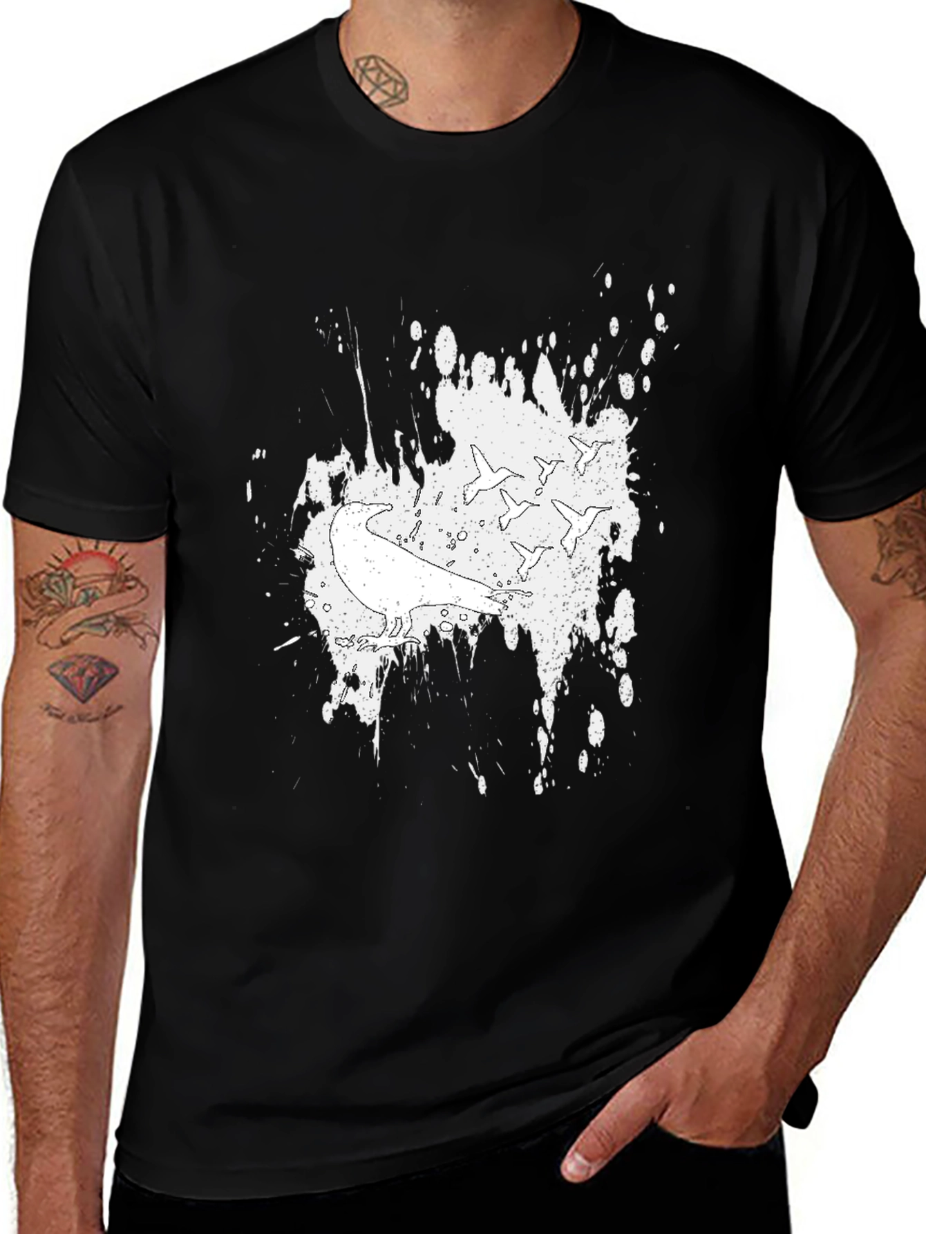 Variant 19 of Ink Splash Pigeon T-Shirt - Casual Graphic Tee