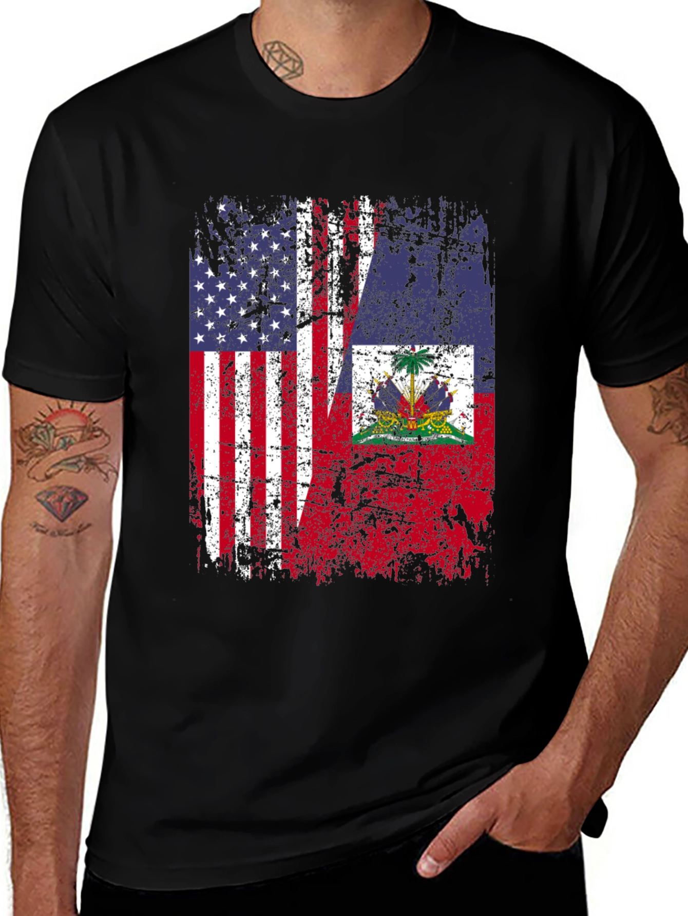 USA Haiti Flag T-Shirt