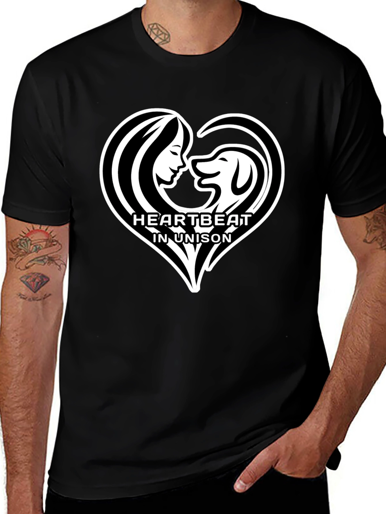 Variant 18 of Heartbeat in Unison Black T-Shirt