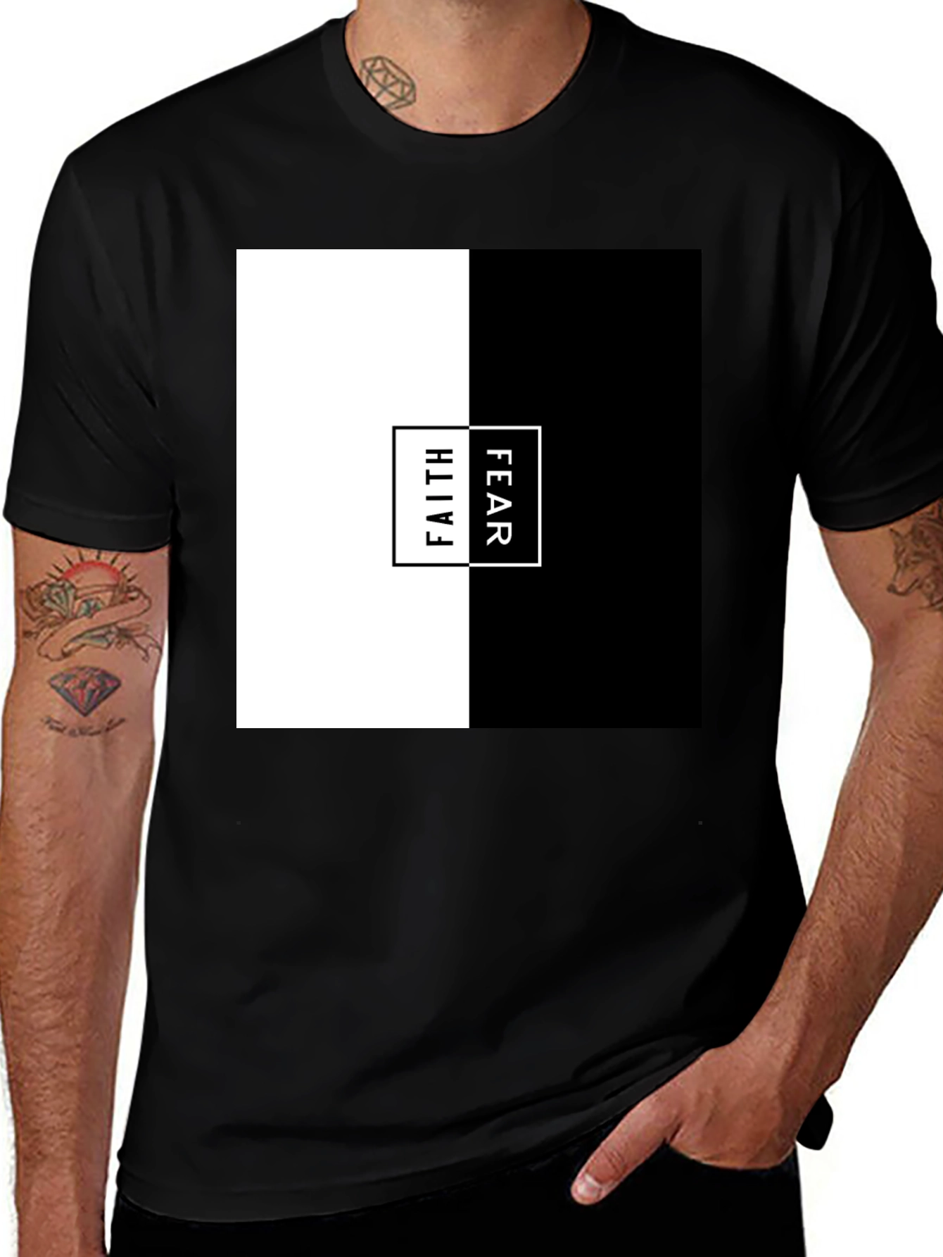 Variant 27 of Faith Over Fear Graphic Tee - Mens Black T-Shirt