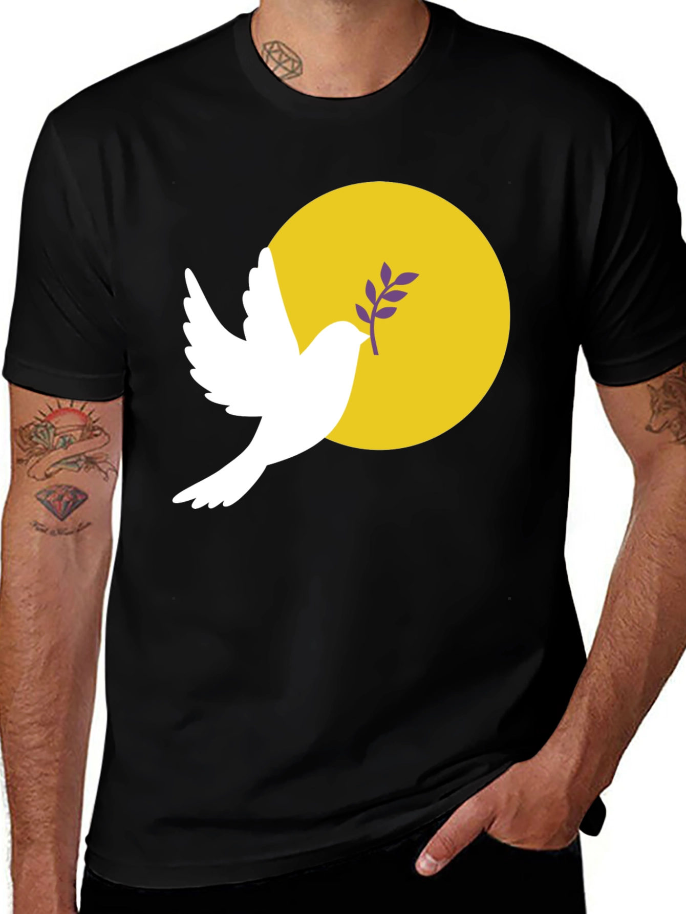 Variant 30 of Peace Dove Graphic Tee - Stylish Black Cotton Blend T-Shirt