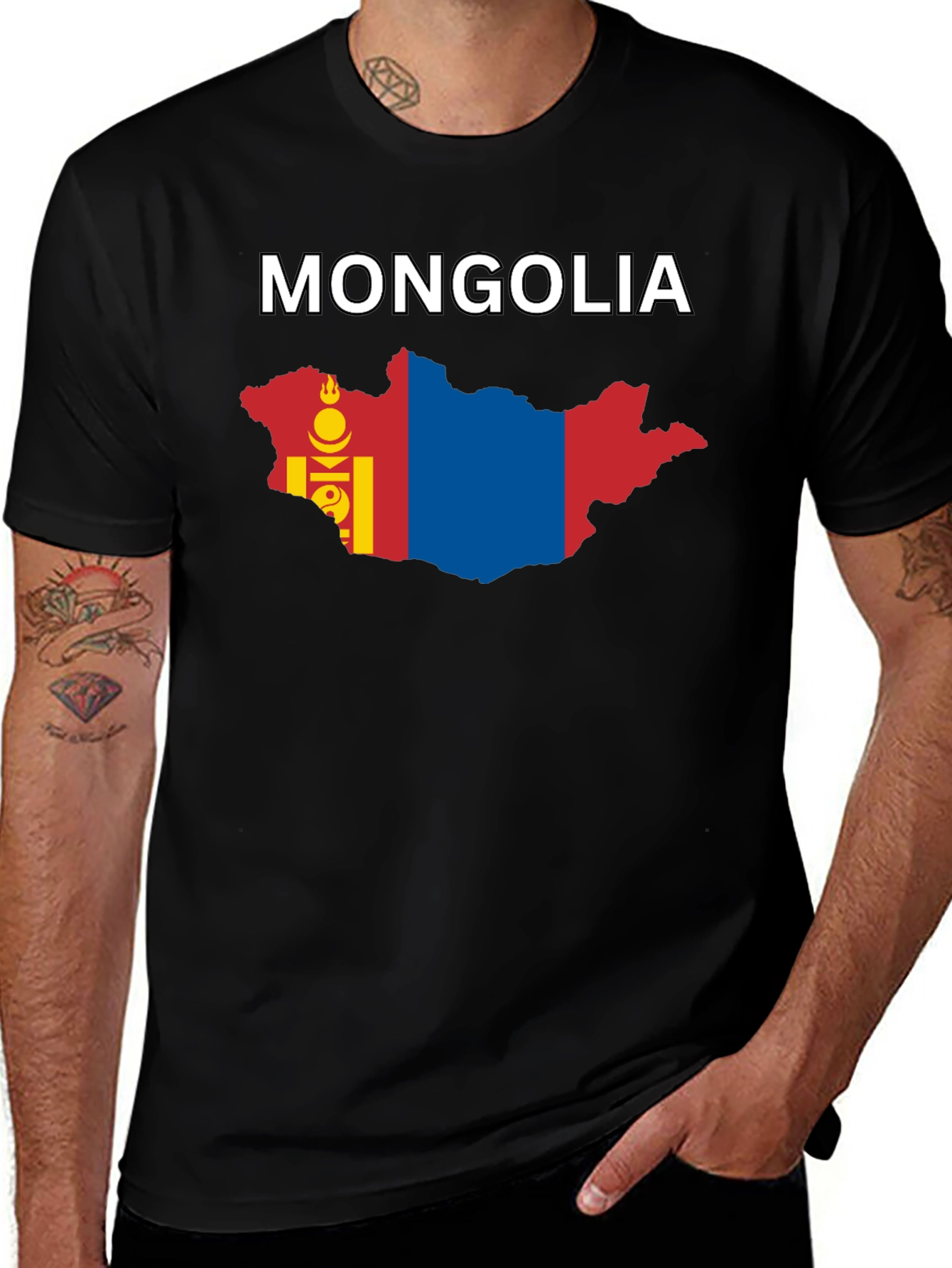 Variant 2 of Mongolia Flag Map Graphic T-Shirt
