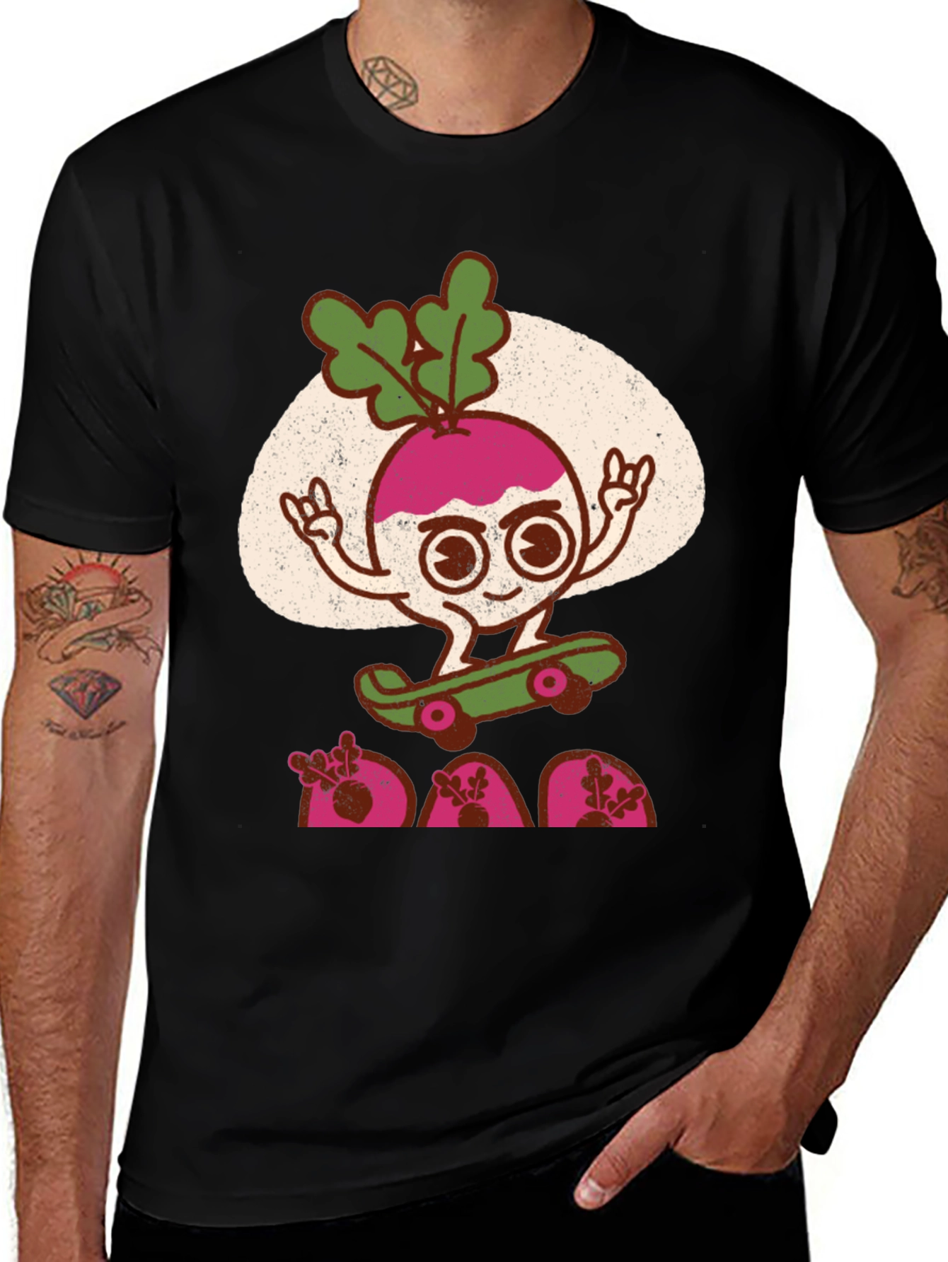Variant 20 of Radish Skateboarder Graphic T-Shirt - Cool Veggie Tee