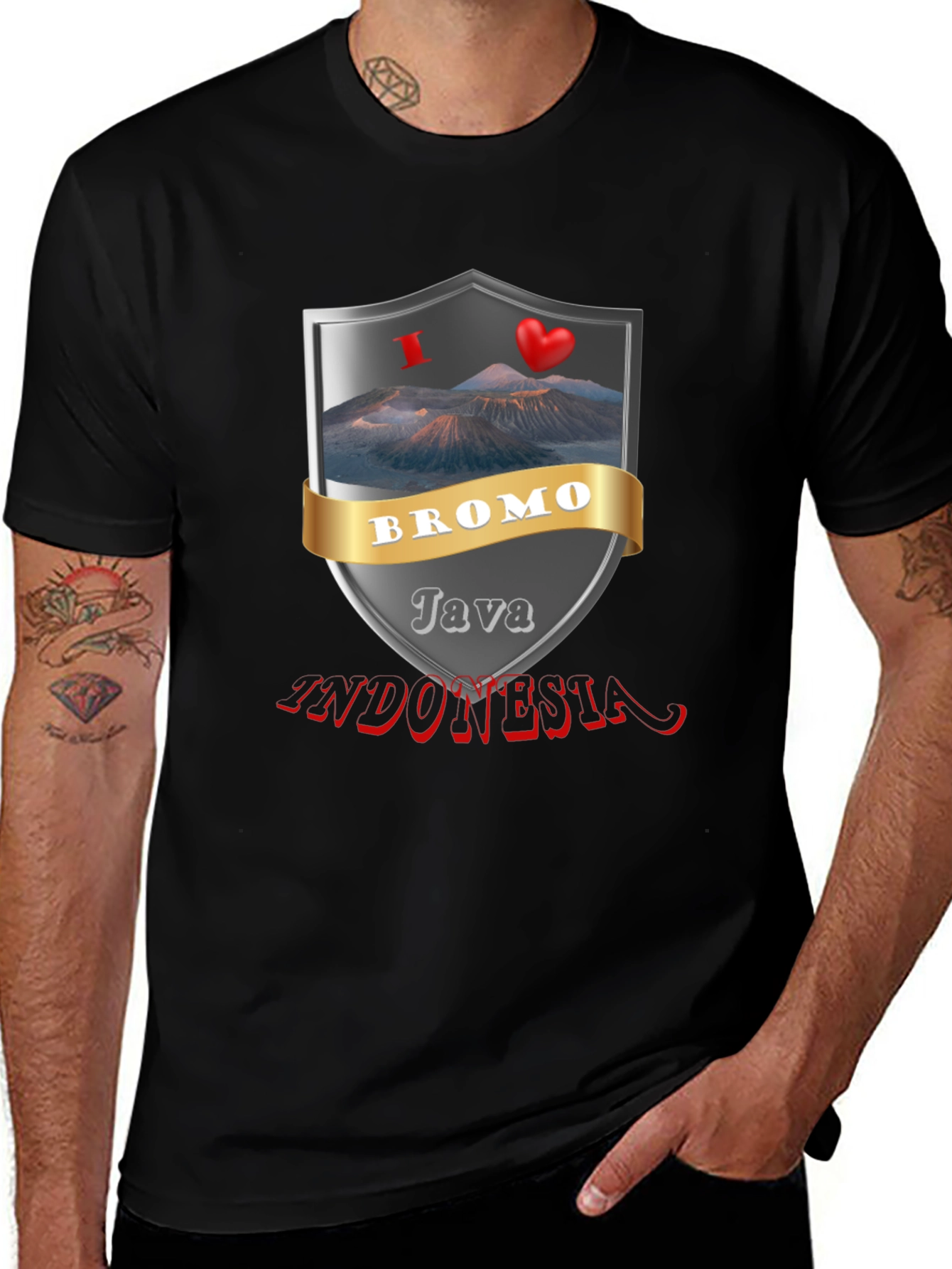 Bromo Java Indonesia Black Graphic T-Shirt
