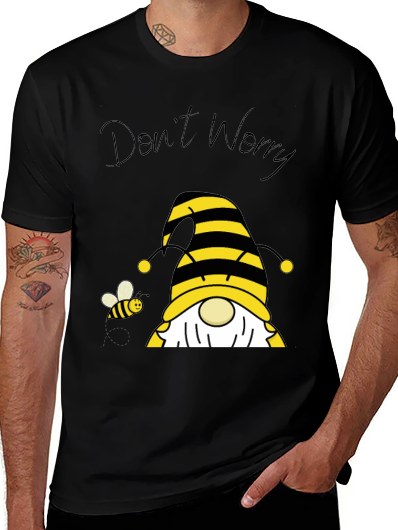 Variant 5 of Don't Worry Bee Happy Gnome T-Shirt