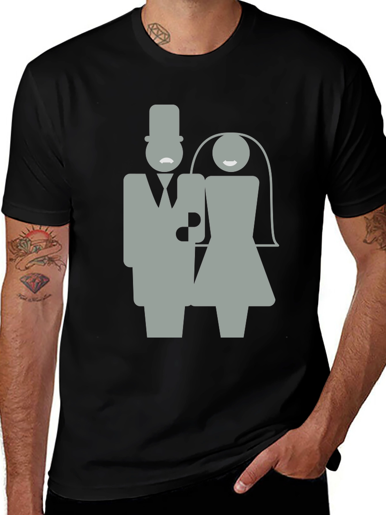 Variant 24 of Bride and Groom Graphic Tee - Black