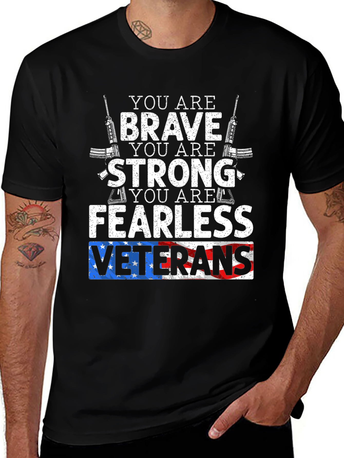 Variant 8 of Brave Strong Fearless Veterans Graphic T-Shirt