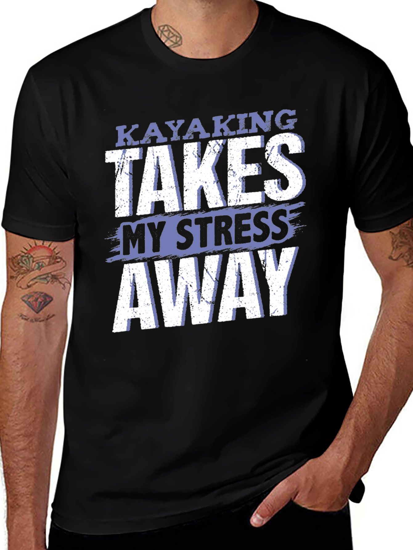Variant 12 of Kayaking Takes My Stress Away Black T-Shirt