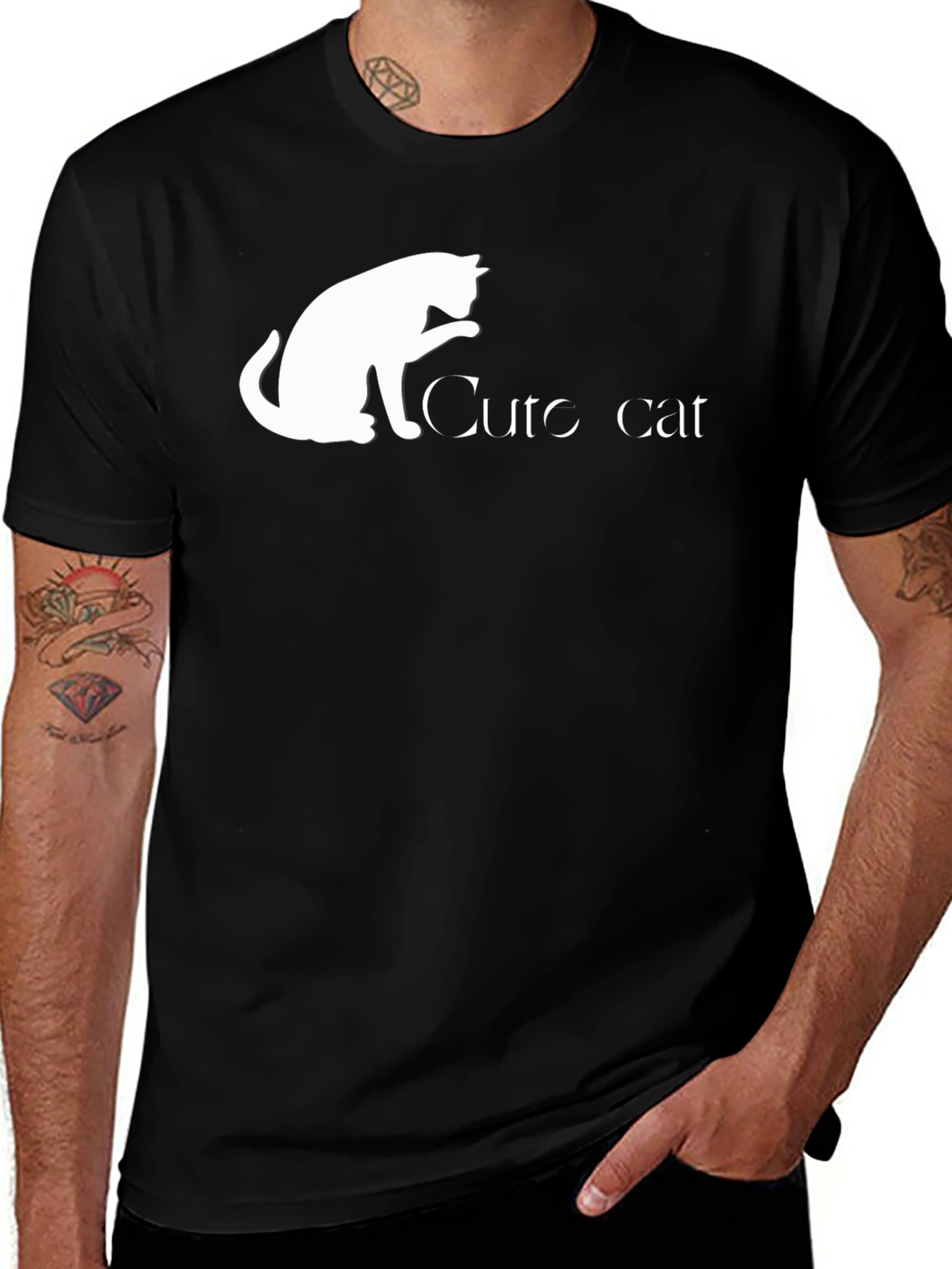 Variant 8 of Cute Cat Graphic Tee - Black