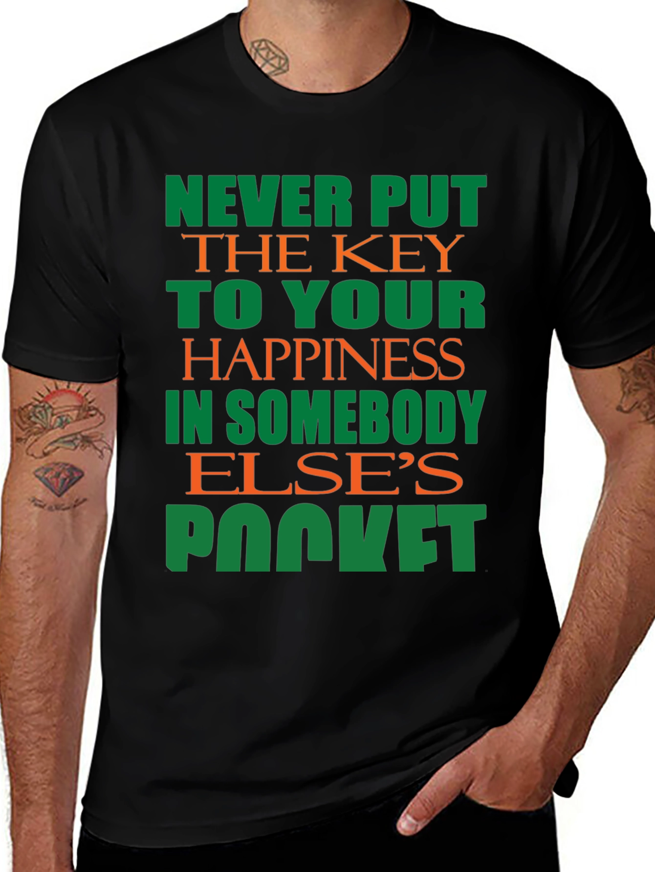 Variant 2 of Motivational T-Shirt: Your Happiness, Your Key