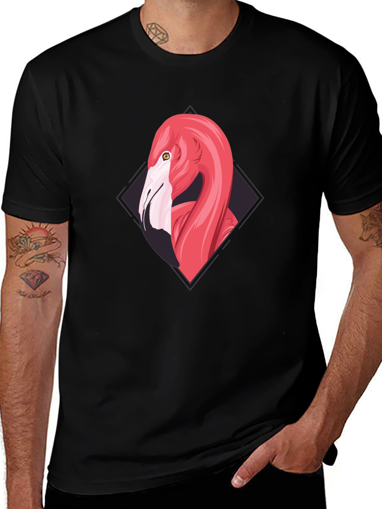 Variant 21 of Flamingo Graphic Tee - Cool Black T-Shirt