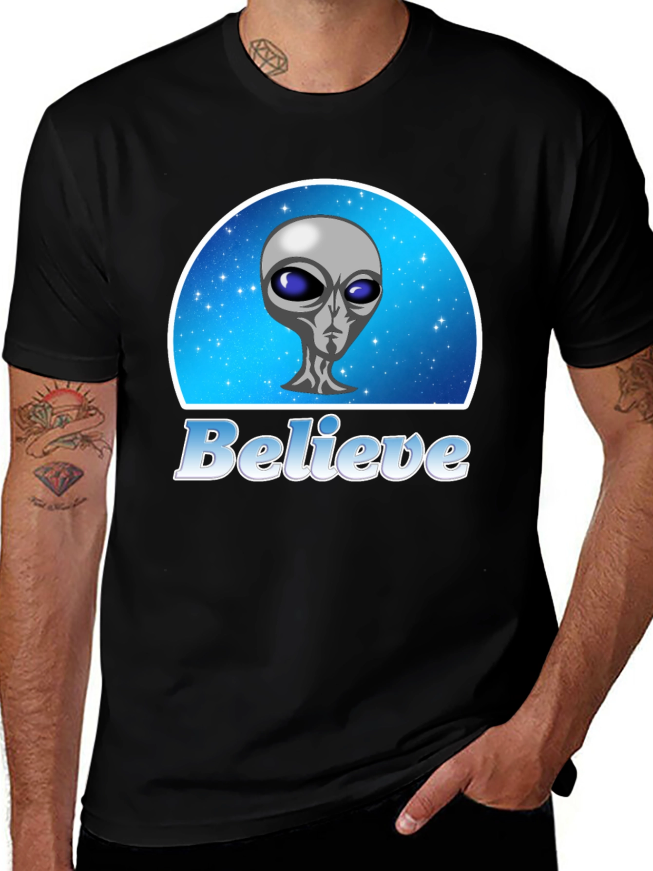 Variant 23 of Believe Alien Graphic Tee - Black Short Sleeve