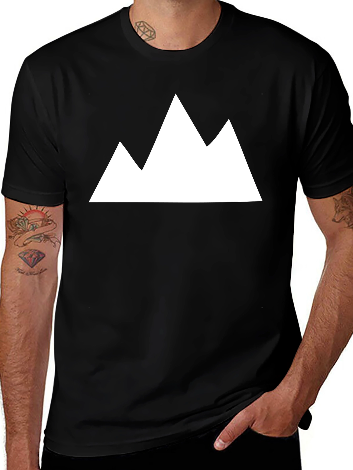 Variant 11 of Minimalist Mountain Peak Graphic Tee - Black