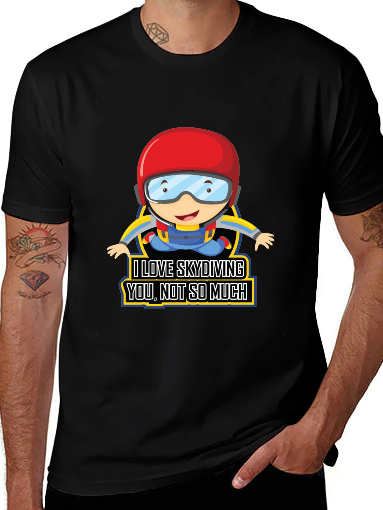 Variant 6 of Skydiving Cartoon T-Shirt - I Love Skydiving You Not So Much