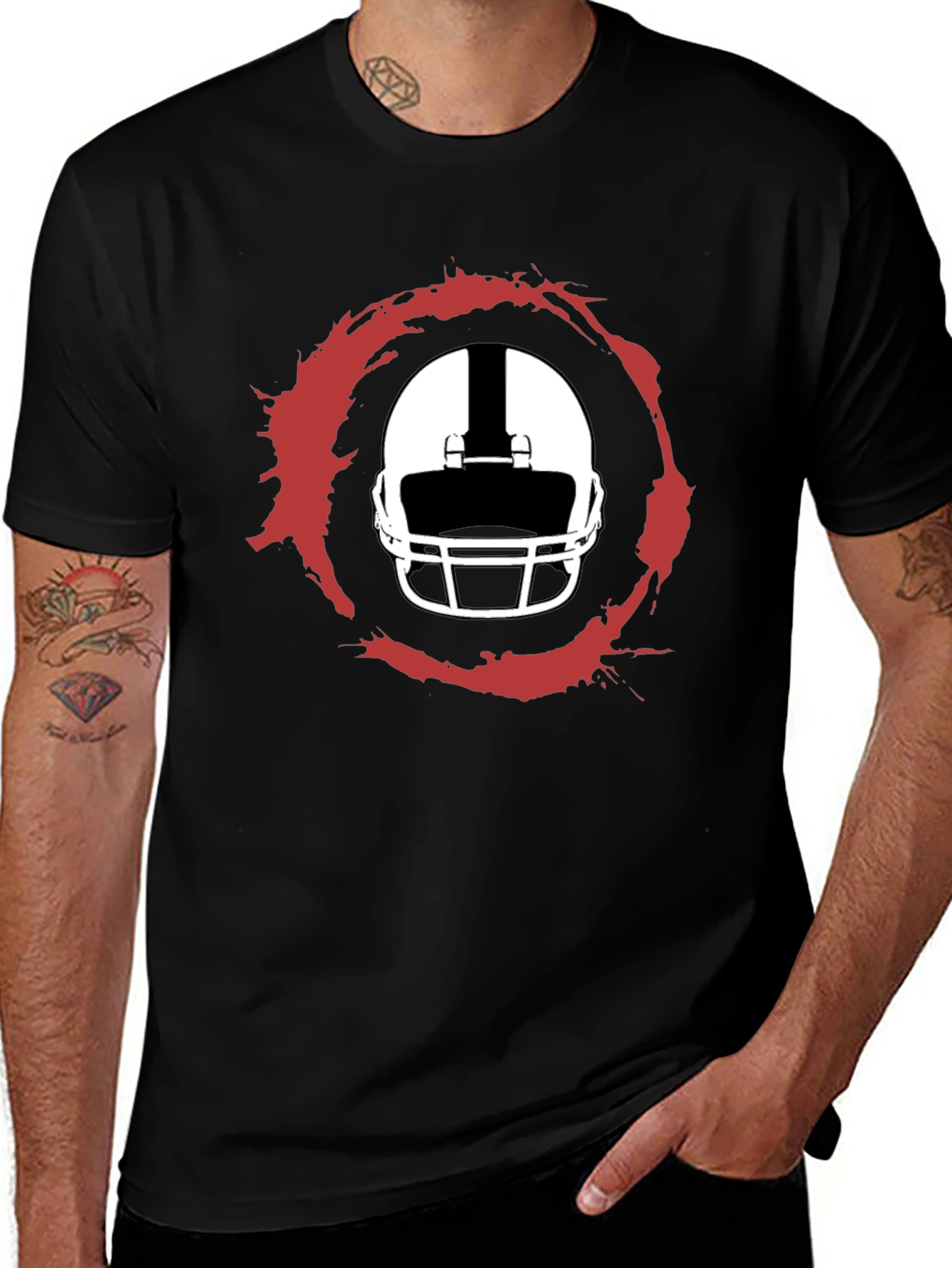 Variant 13 of Football Helmet Graphic Tee - Black