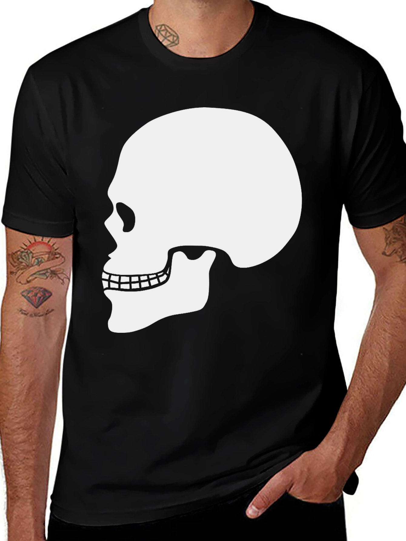 Variant 20 of Skull Graphic Tee - Black Cotton T-Shirt