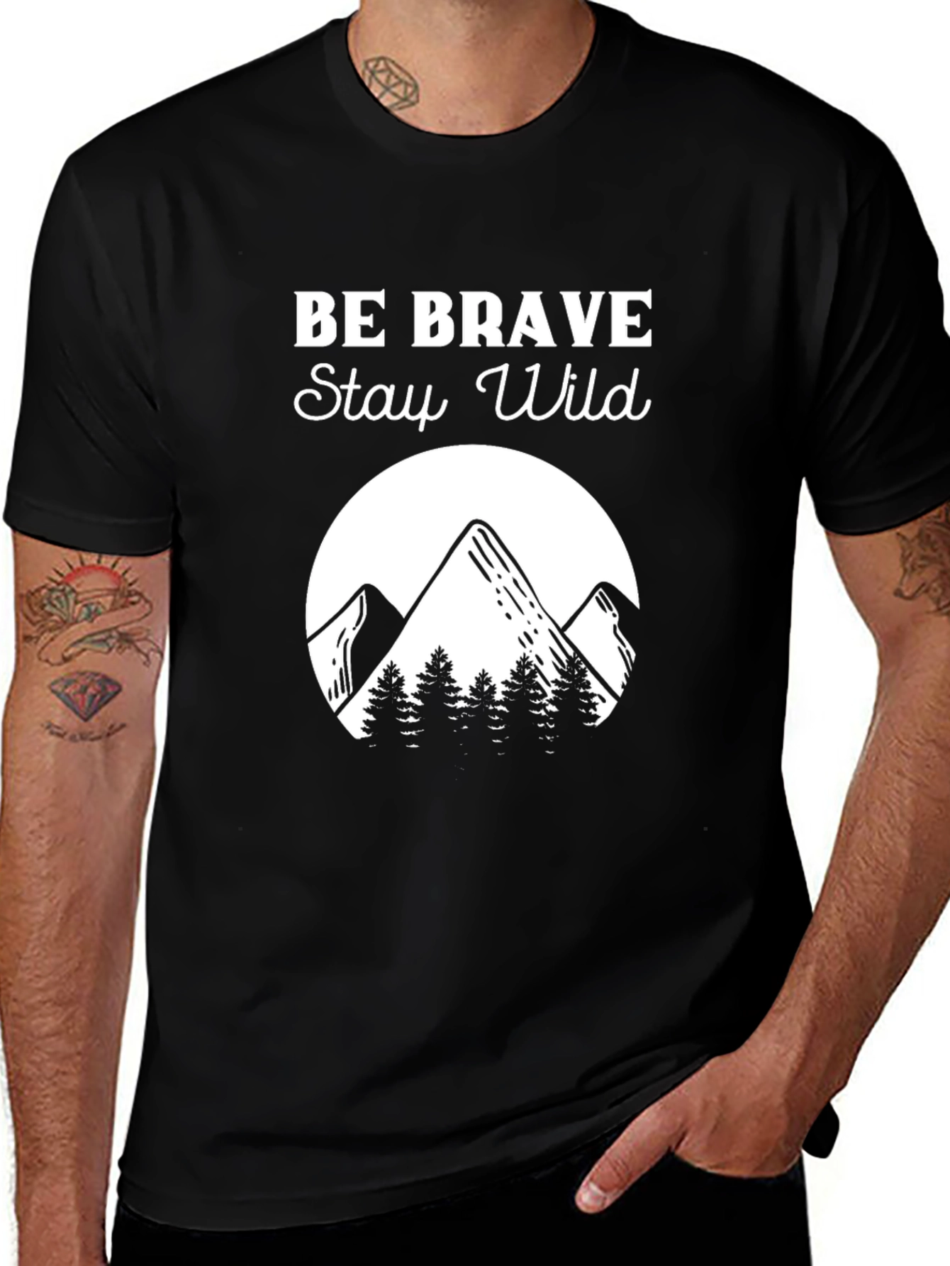Variant 21 of Be Brave Stay Wild Black Graphic Tee