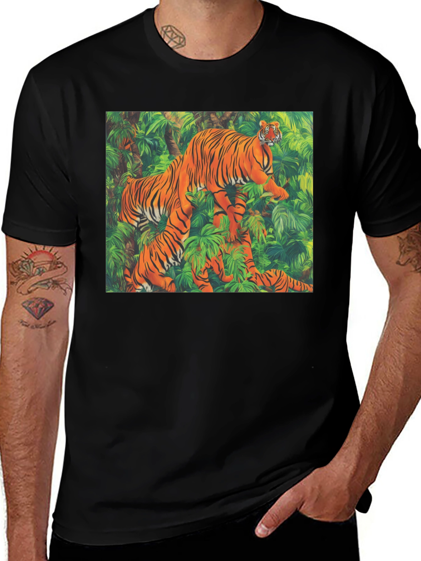 Variant 21 of Tiger Jungle Graphic Tee - Unique Animal Print Shirt