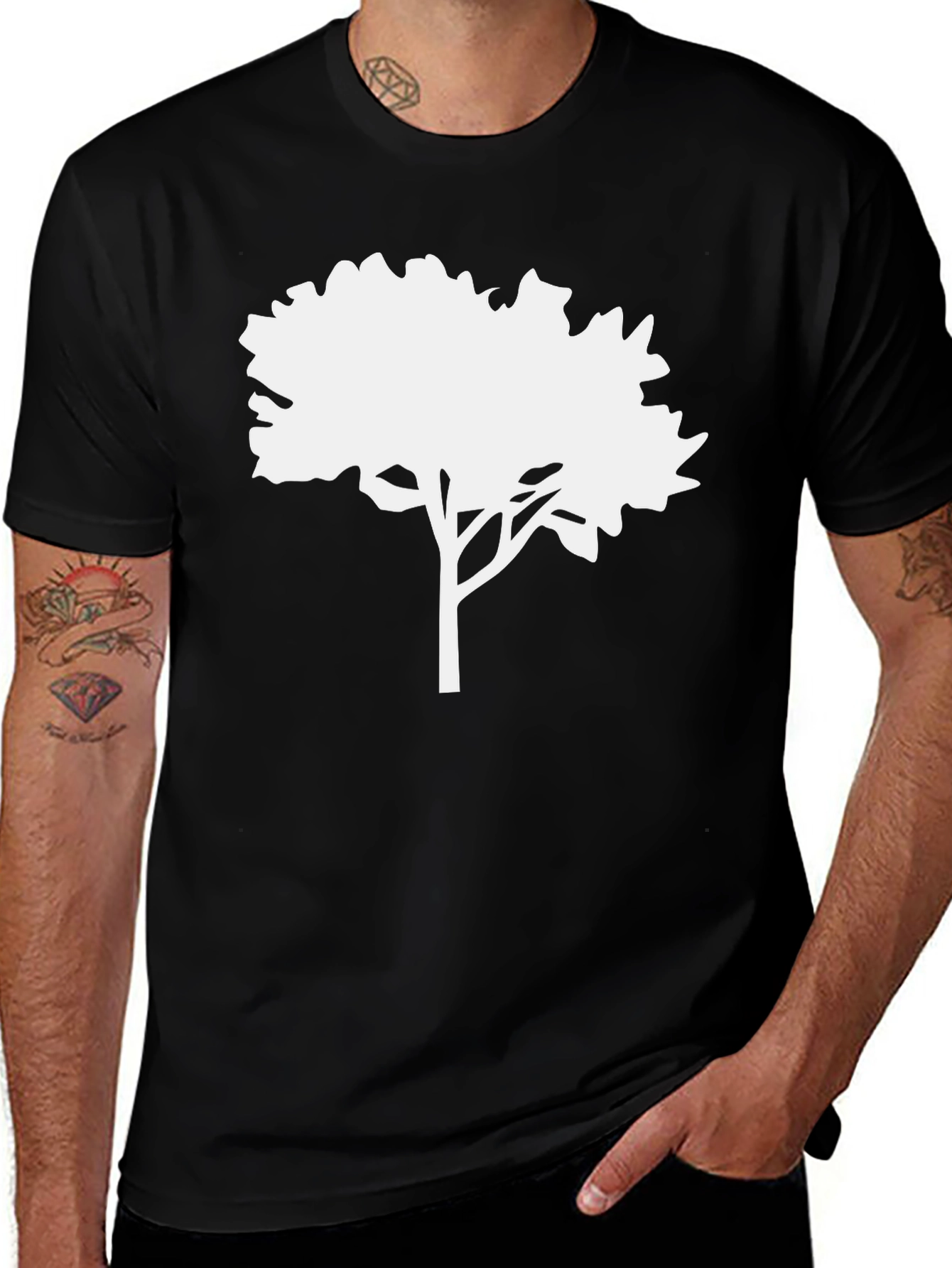 Variant 26 of Minimalist Tree Graphic Black T-Shirt