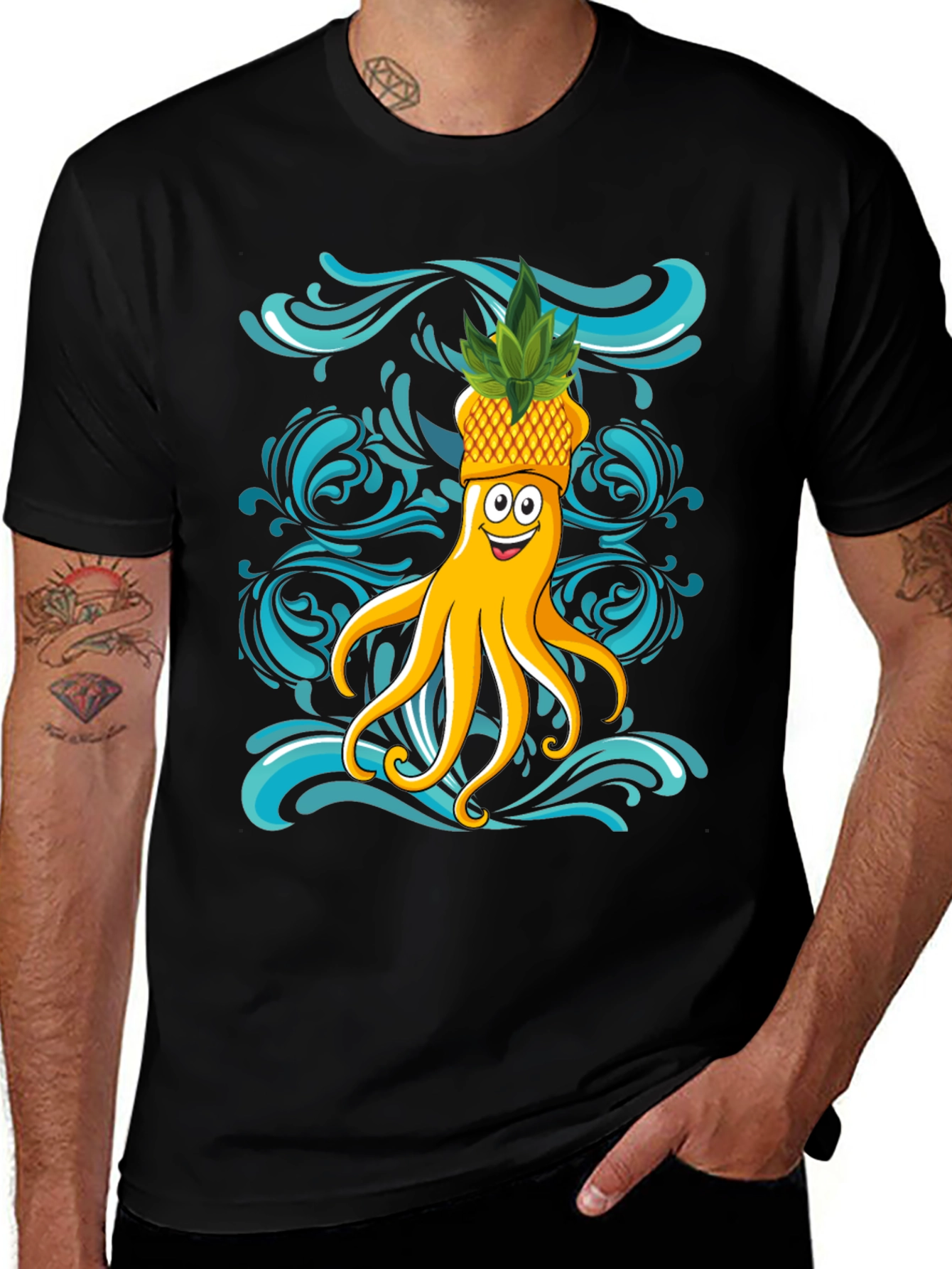 Variant 2 of Octopus Pineapple T-Shirt - Fun Summer Design