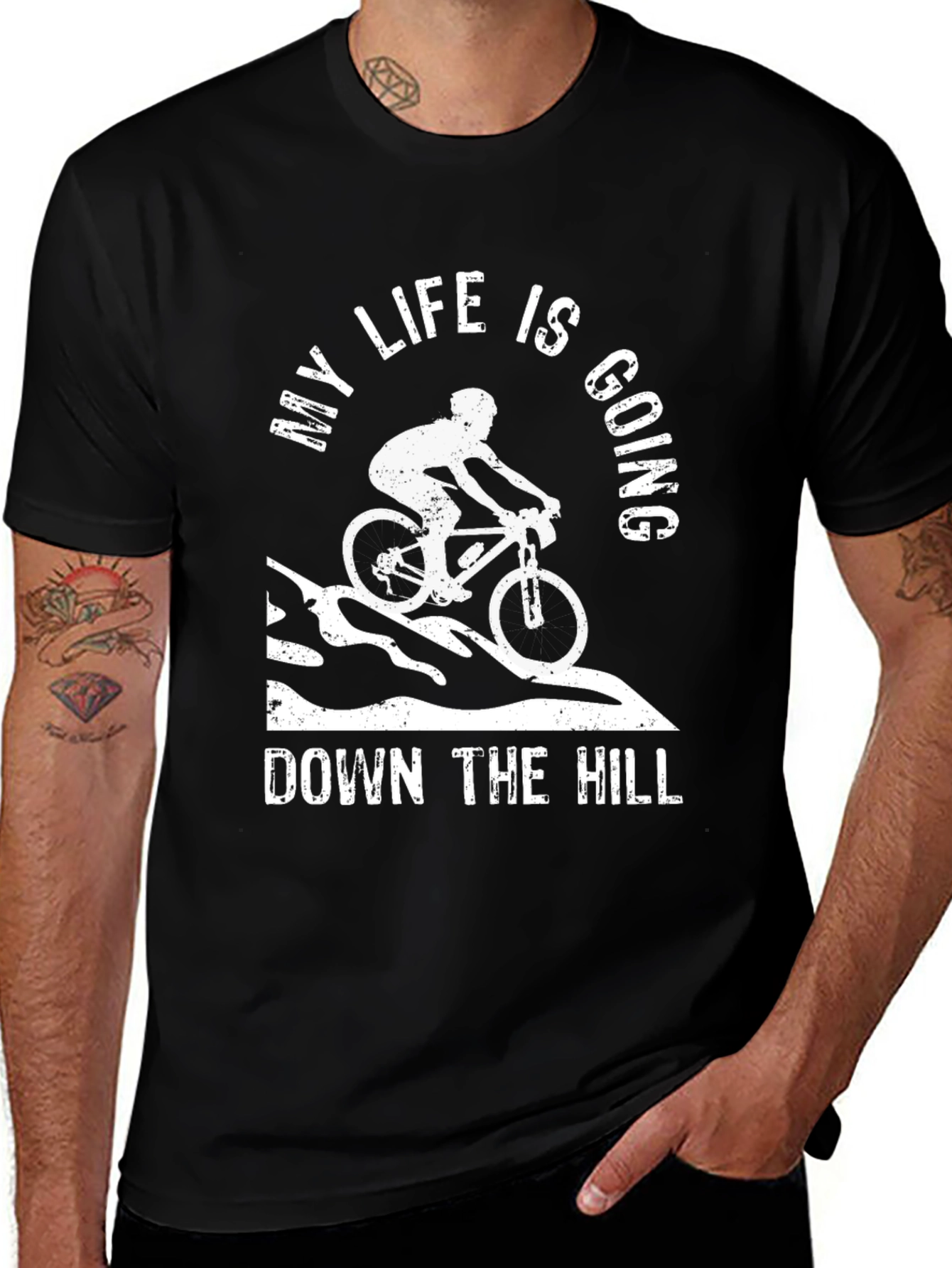 Variant 27 of My Life Is Going Down the Hill Mountain Bike Graphic Tee