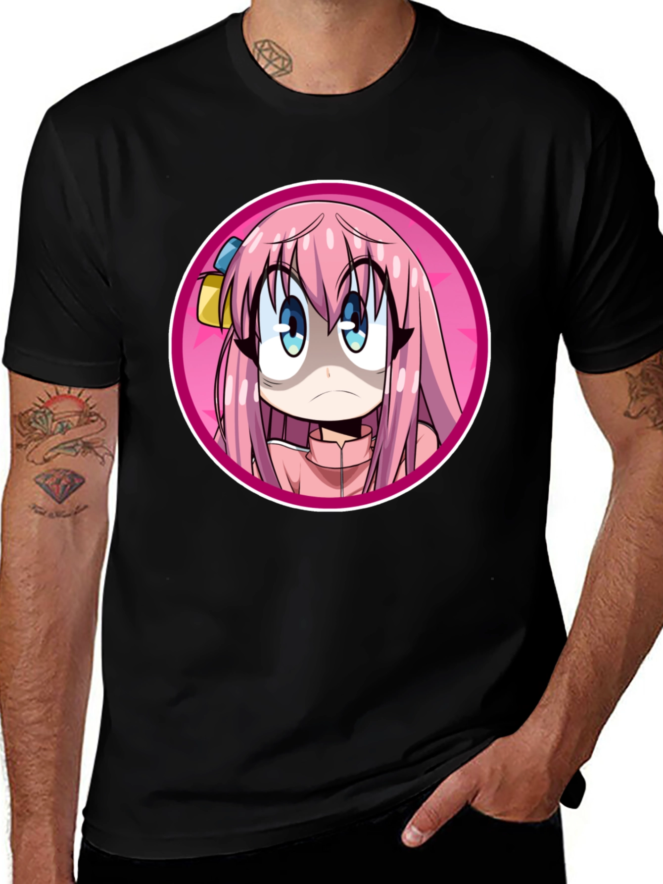 Anime Girl Graphic Black T-Shirt - Unique Manga Design