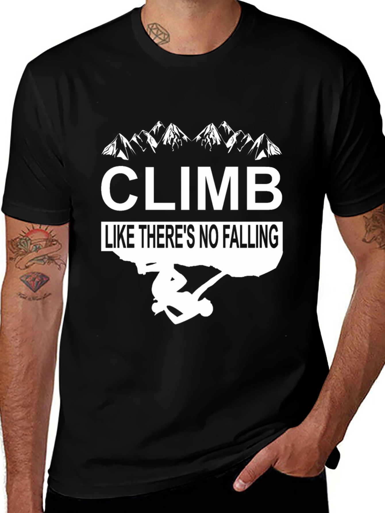 Variant 24 of Climb Like There's No Falling Black Graphic Tee