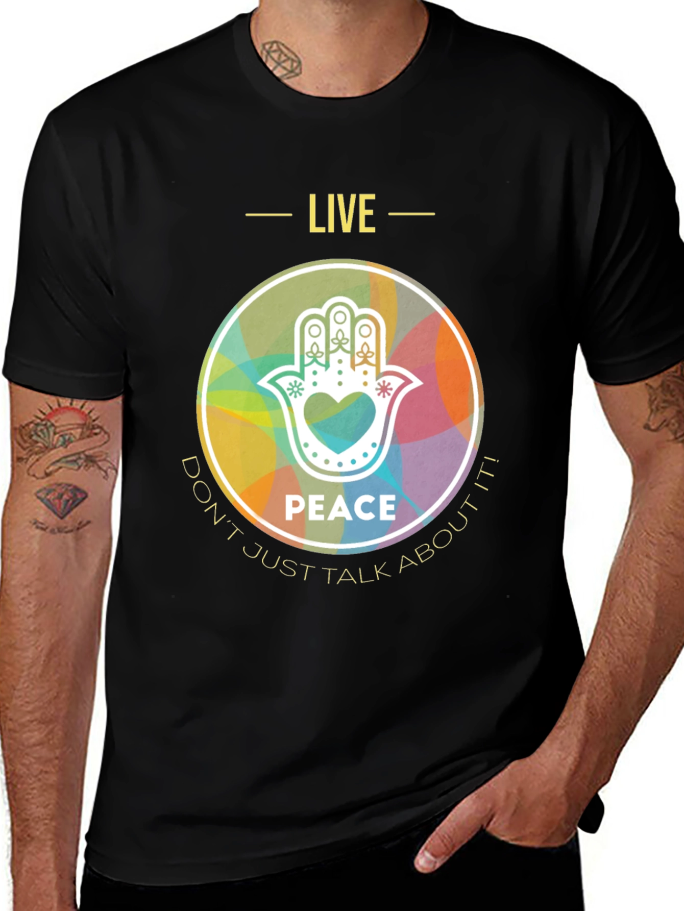 Variant 30 of Live Peace Graphic Tee - Inspirational Design