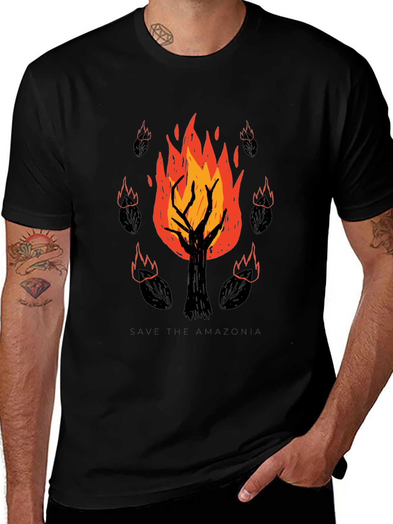 Variant 13 of Save the Amazonia Tree Fire Graphic Tee - Black