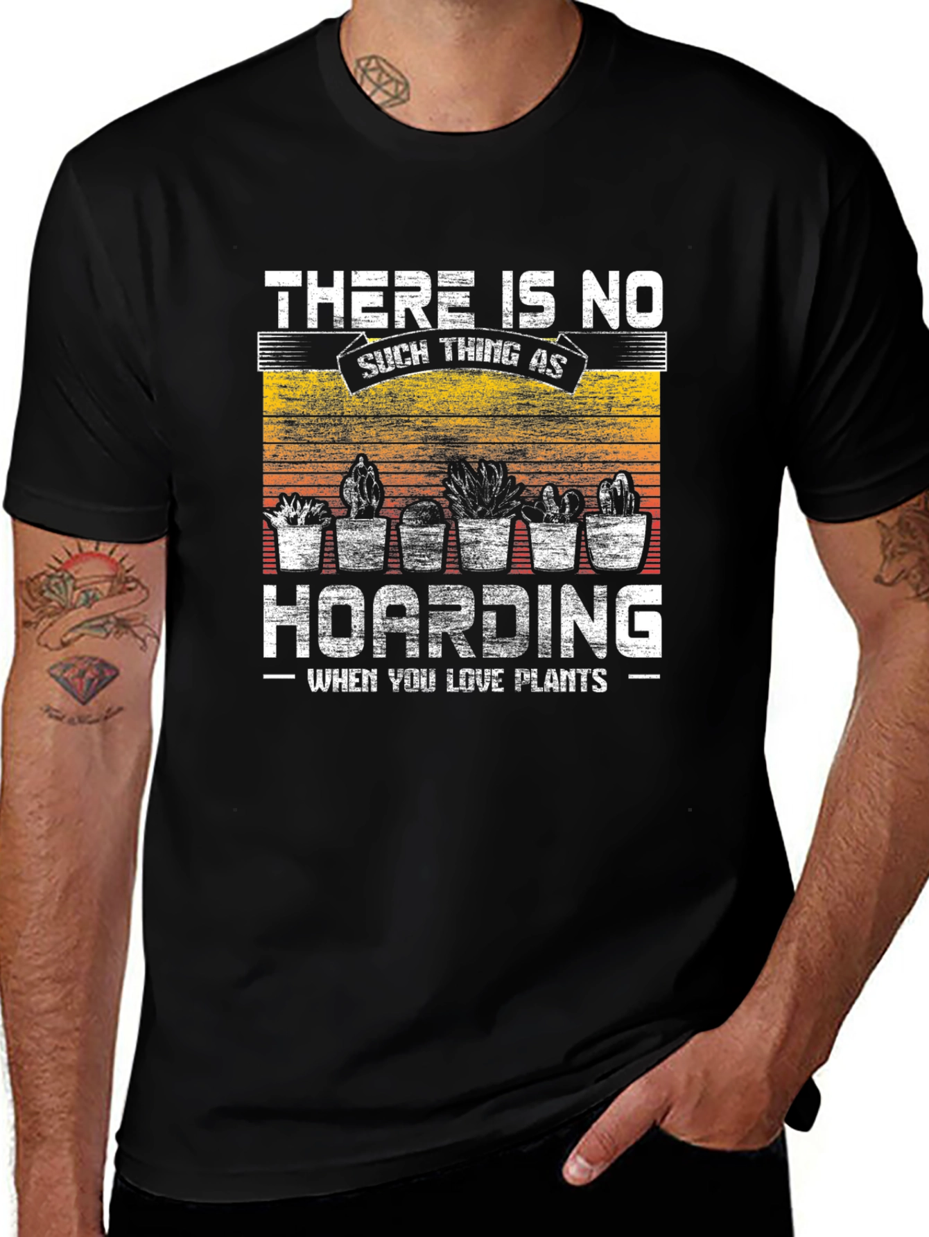 Black Plant Lover T-Shirt - "No Hoarding" main image