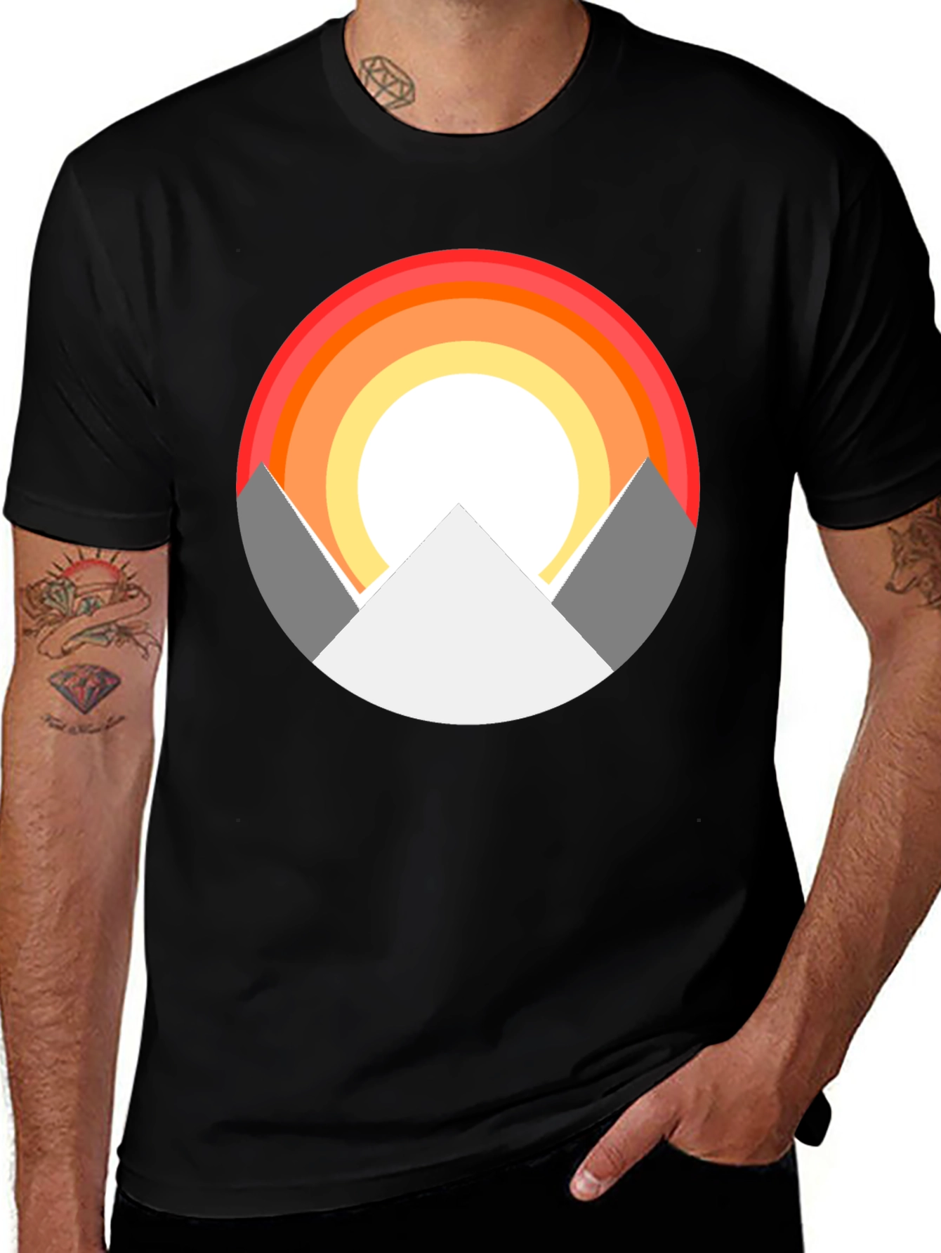 Variant 21 of Mountain Sunset Graphic Tee - Stylish Black T-Shirt
