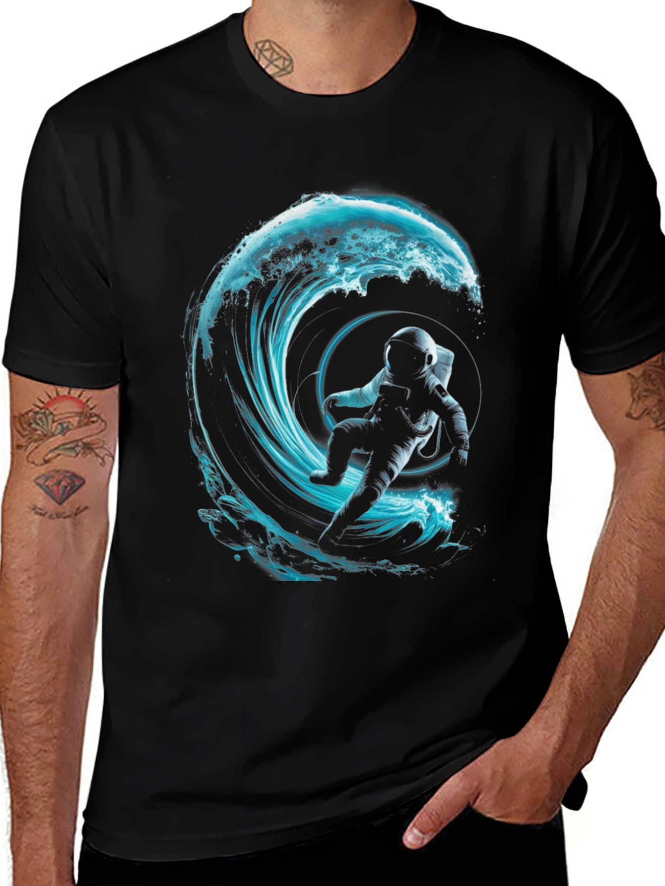 Variant 2 of Astronaut Surfing Wave Graphic T-Shirt