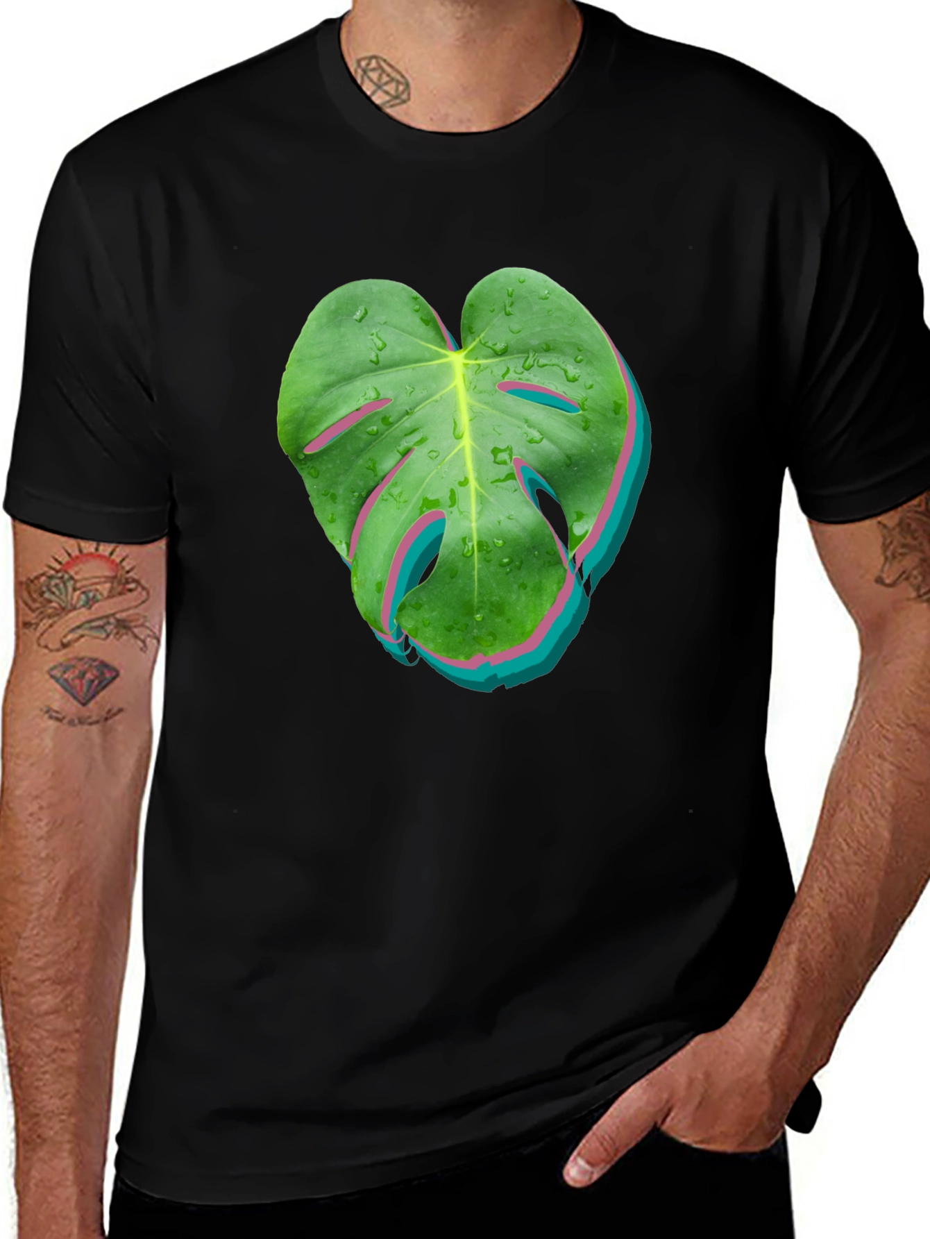 Tropical Monstera Leaf Graphic T-Shirt