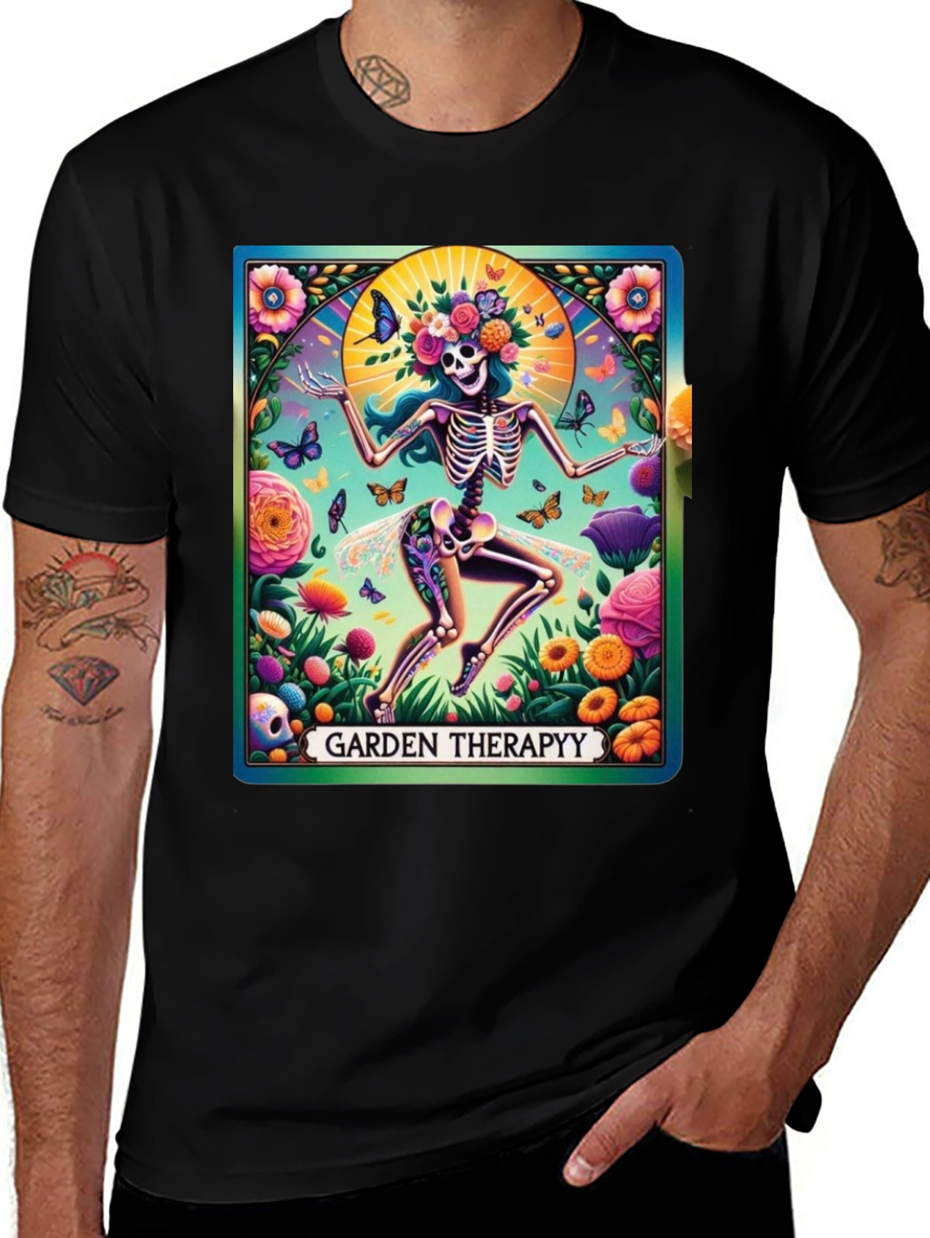 Variant 4 of Garden Therapy T-Shirt: Skeleton Flower Power Tee