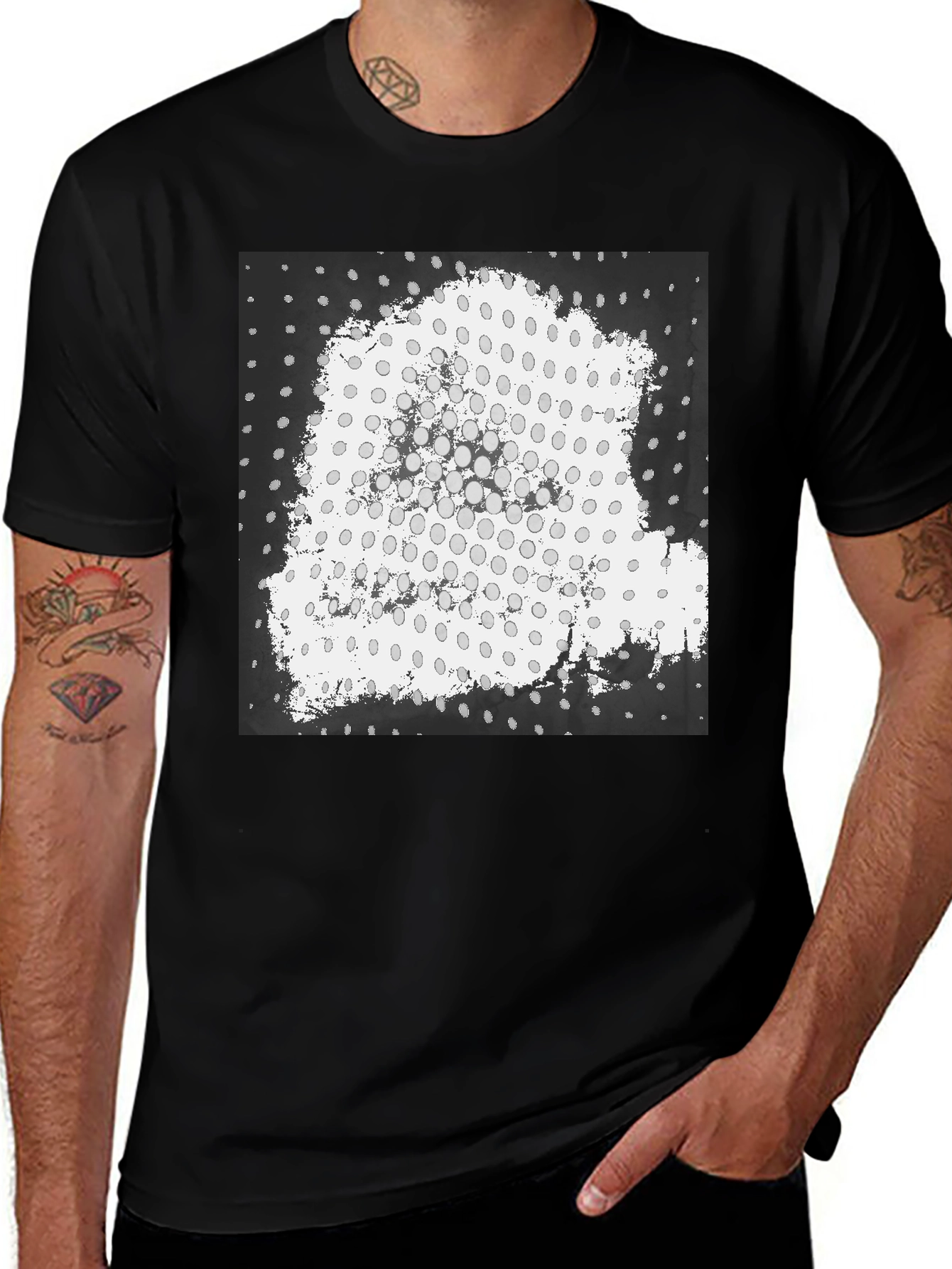 Variant 23 of Abstract Graphic Print Black Cotton Casual T-Shirt