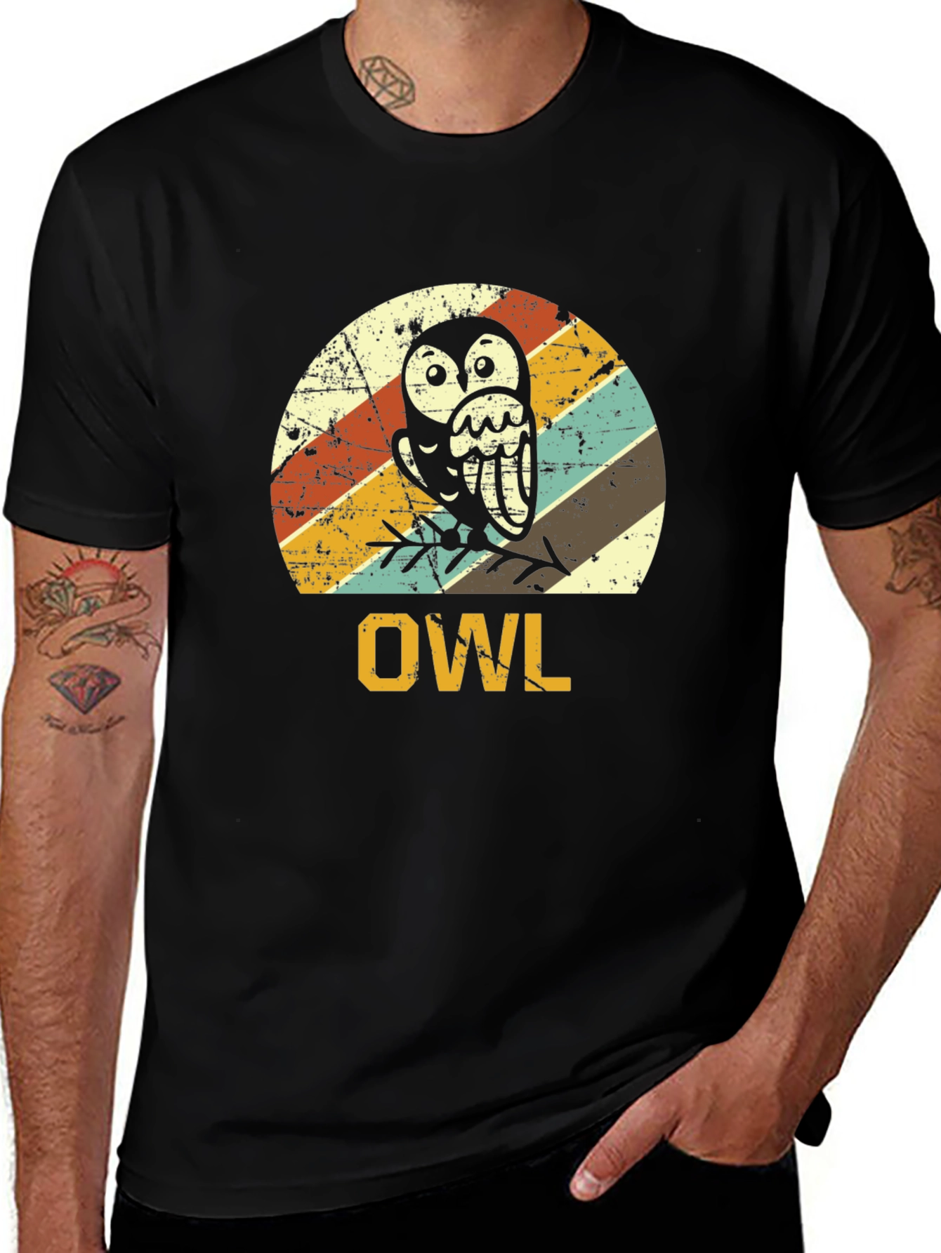 Variant 24 of Retro Owl Graphic Tee - Vintage Style Men's T-Shirt