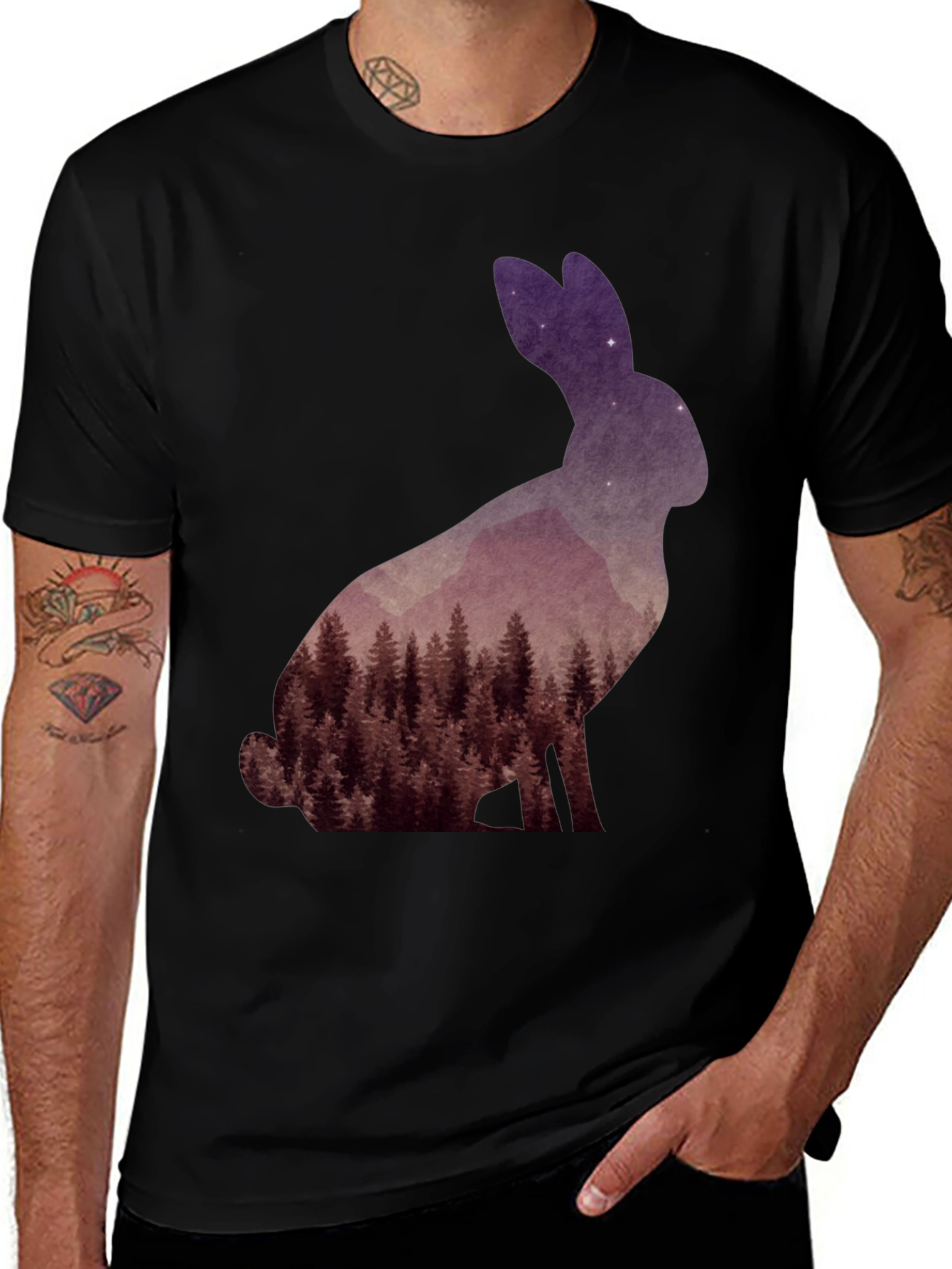 Variant 6 of Nature Rabbit Graphic T-Shirt - Unique Forest Design