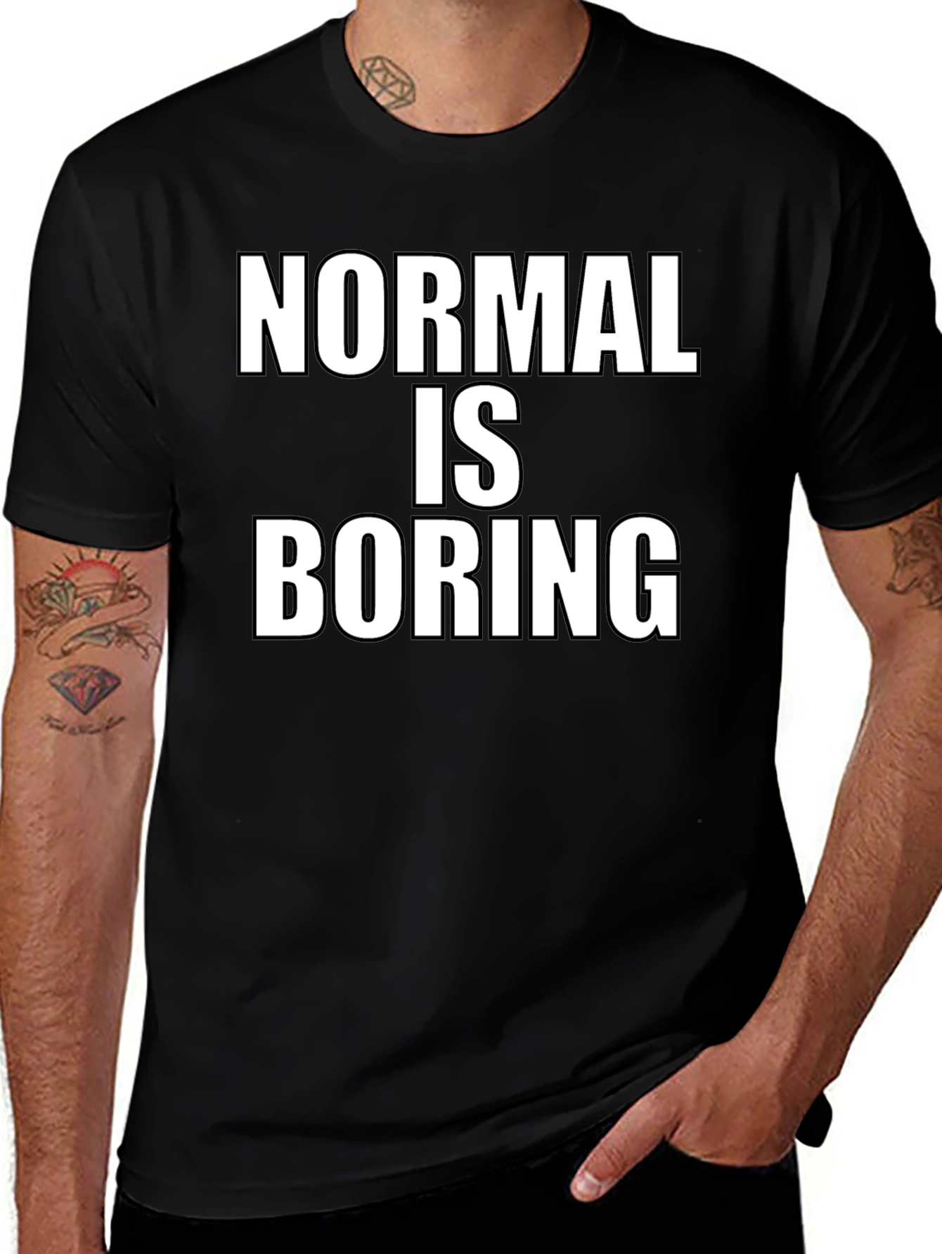 Variant 17 of Normal is Boring Graphic Tee - Black Casual T-Shirt