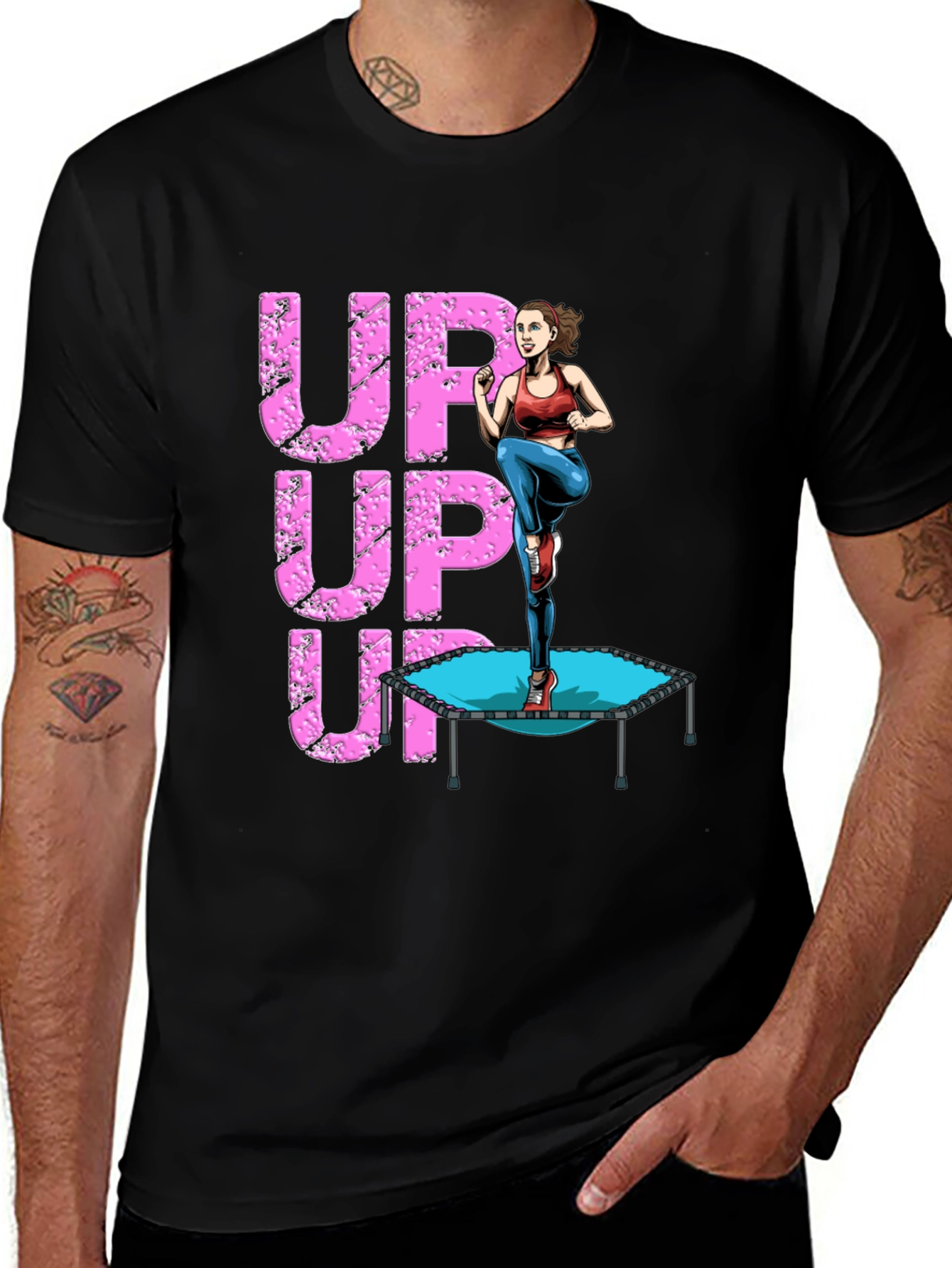 Up Graphic Tee - Bouncing Trampoline Design