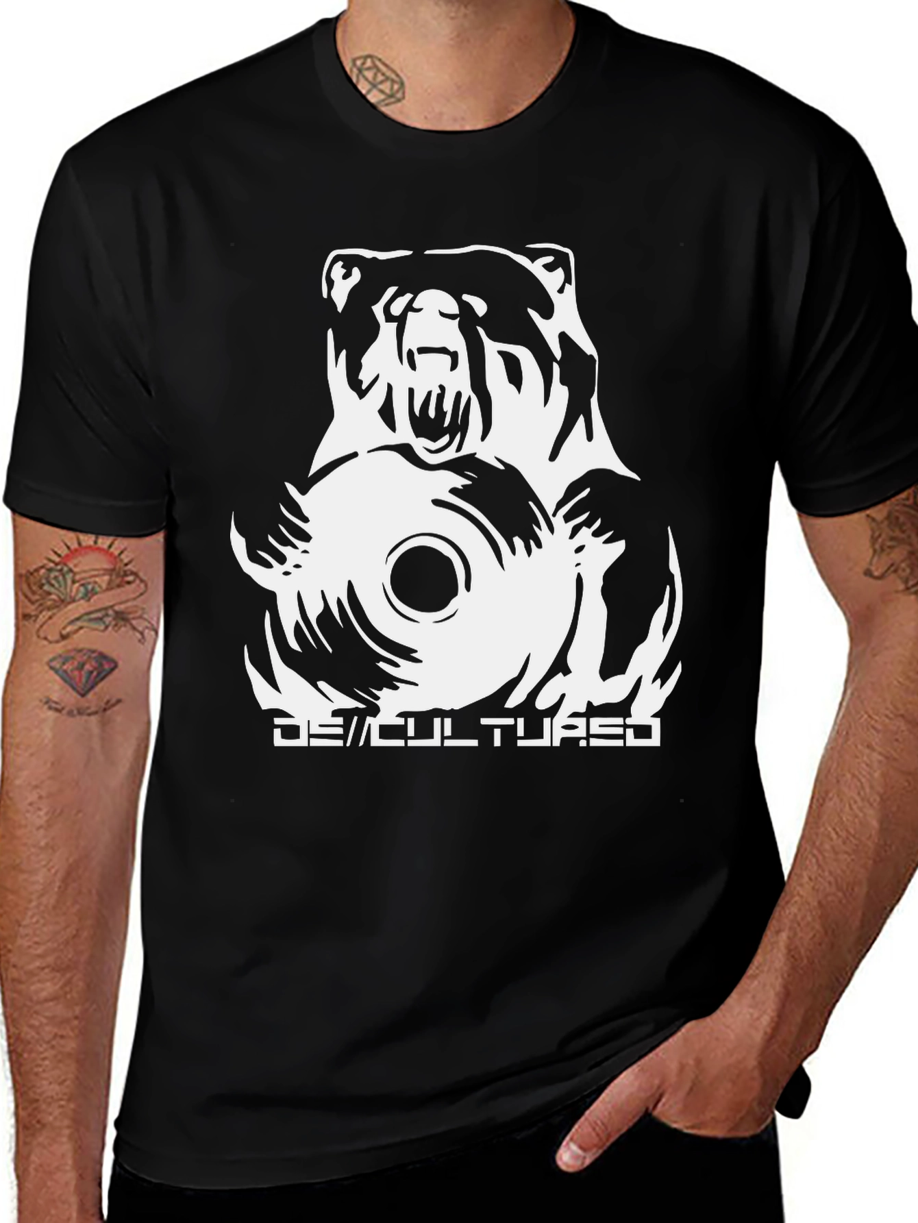 Bear DJ Graphic T-Shirt - Black Cotton Tee